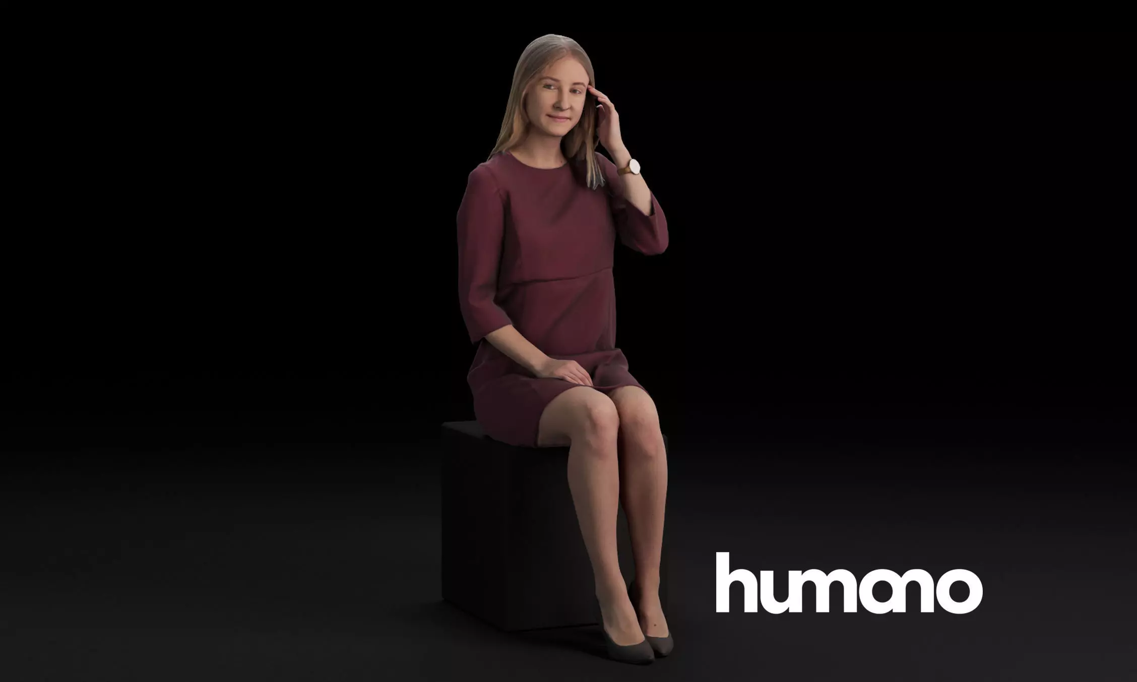 Humano Casual woman standing and walking 0420 3D model_0