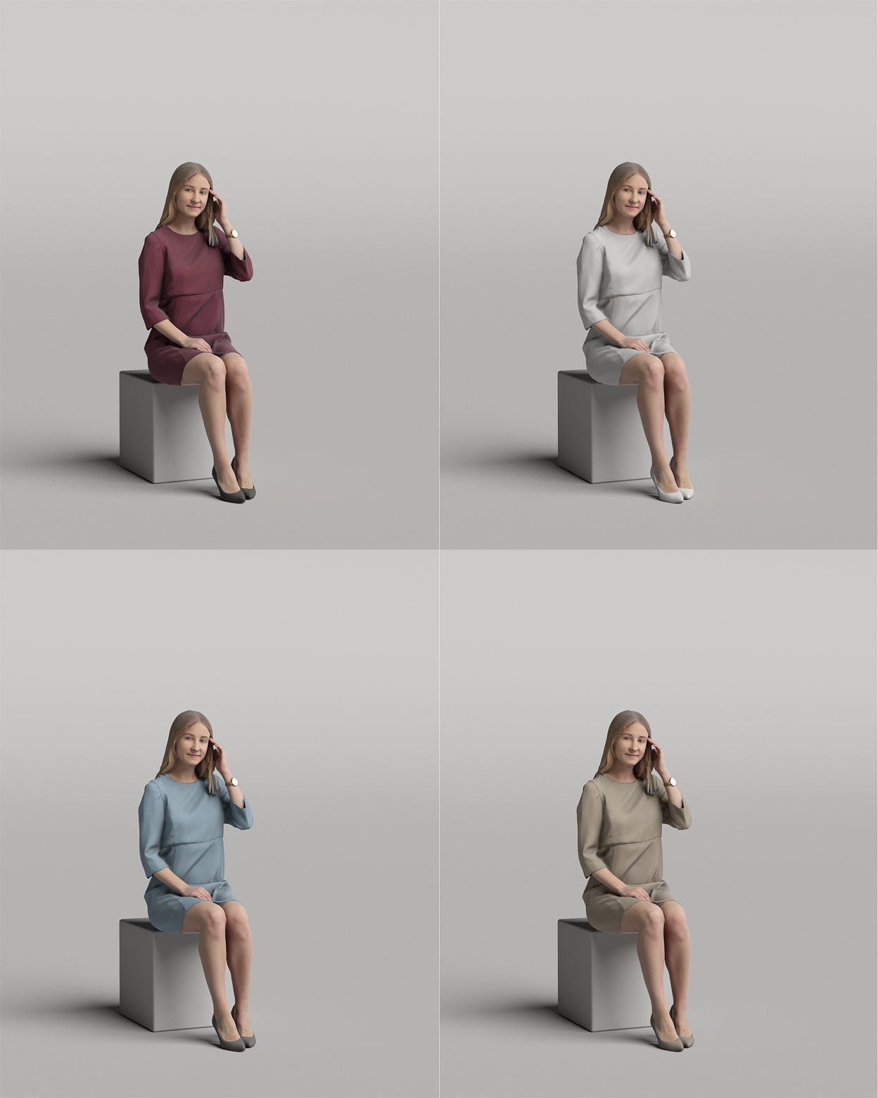 Humano Casual woman standing and walking 0420 3D model_4