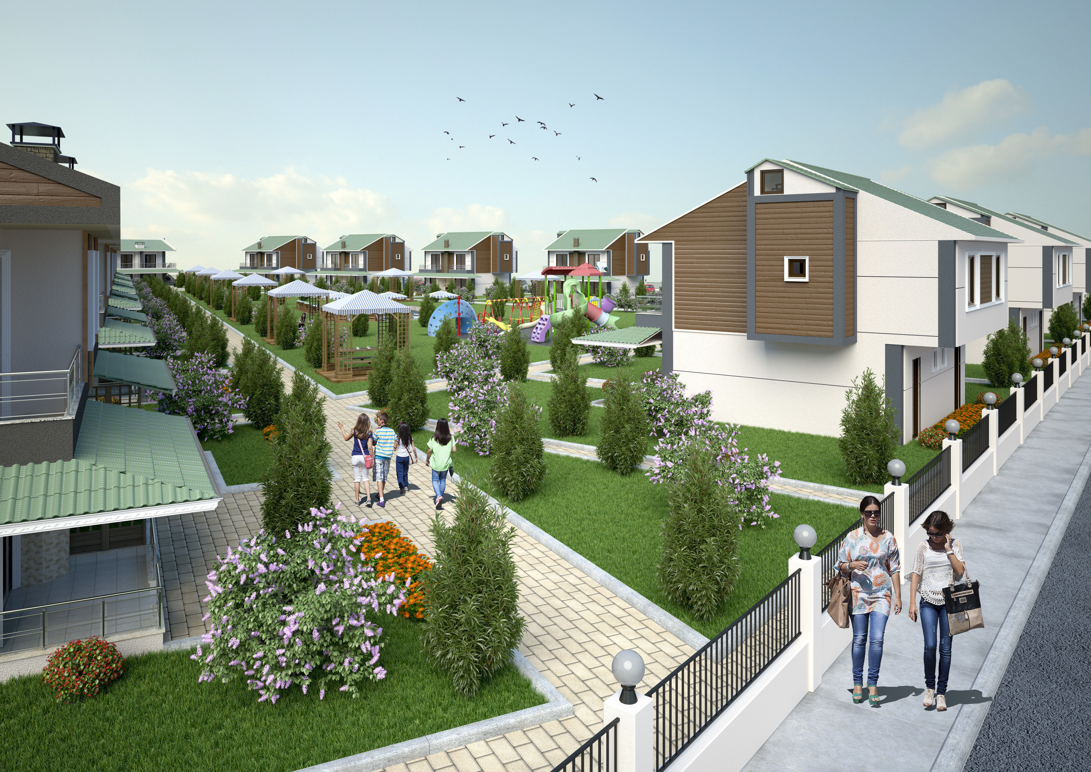 Summer Holiday Village Scene 3D model_12