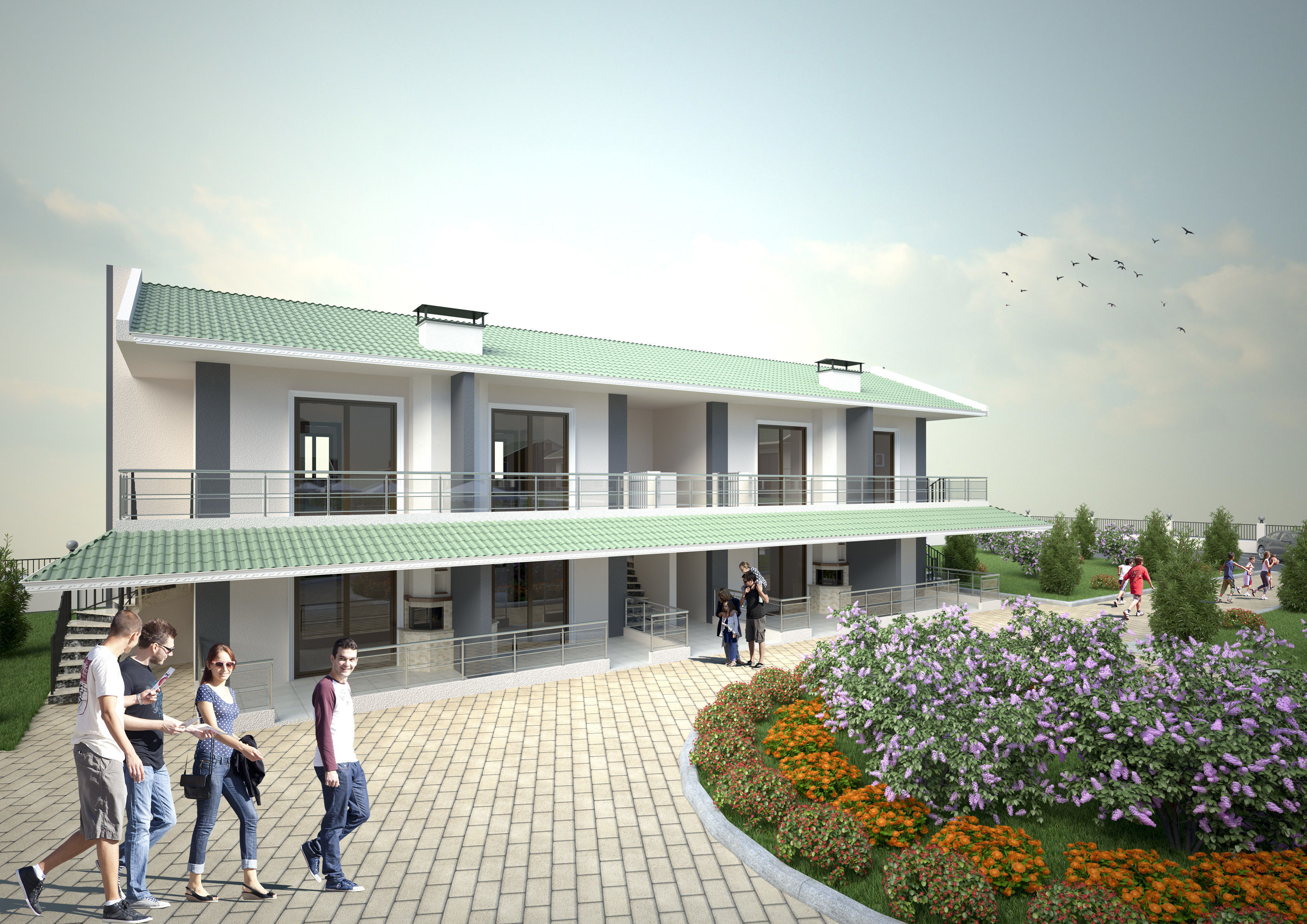 Summer Holiday Village Scene 3D model_10