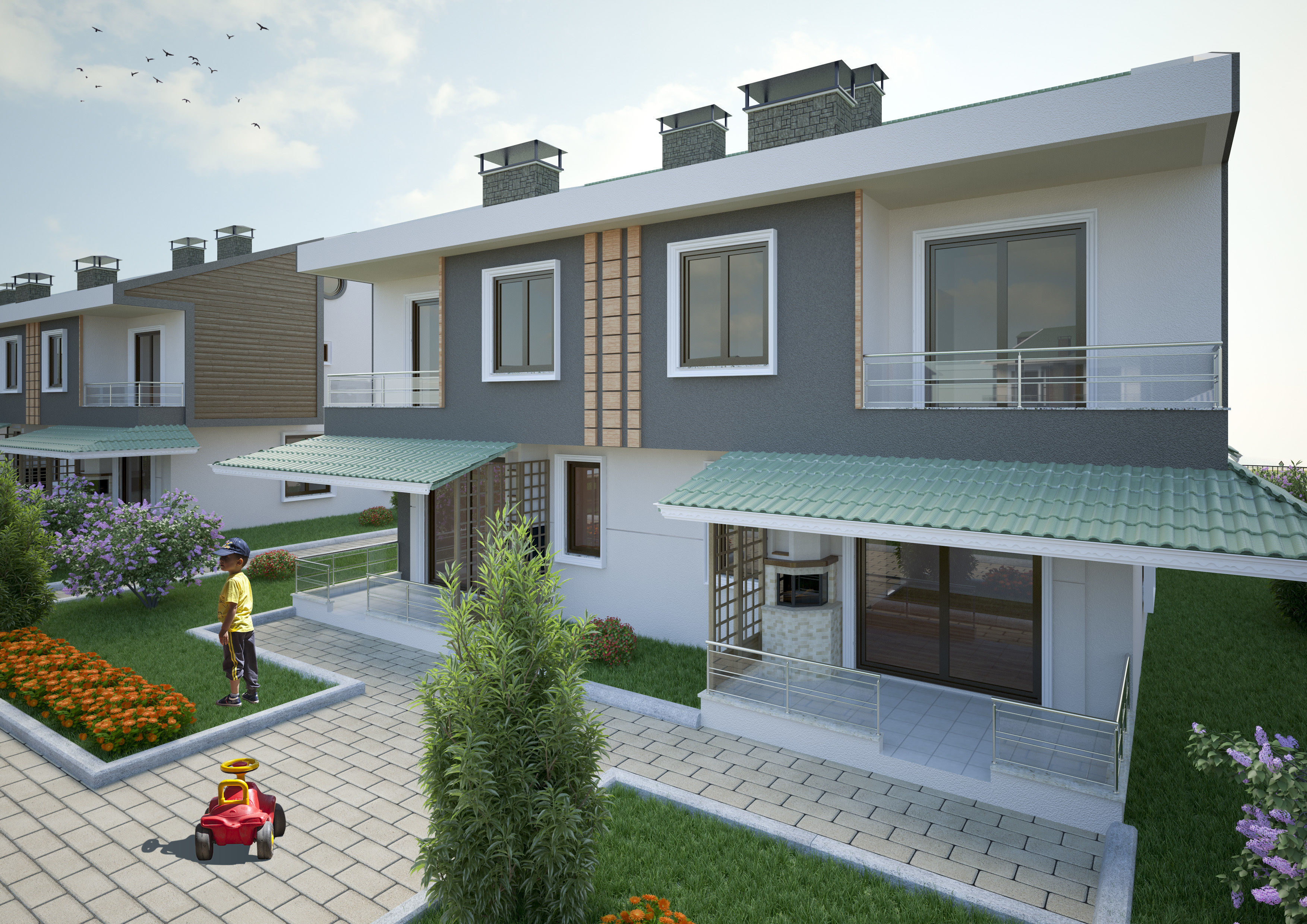 Summer Holiday Village Scene 3D model_13