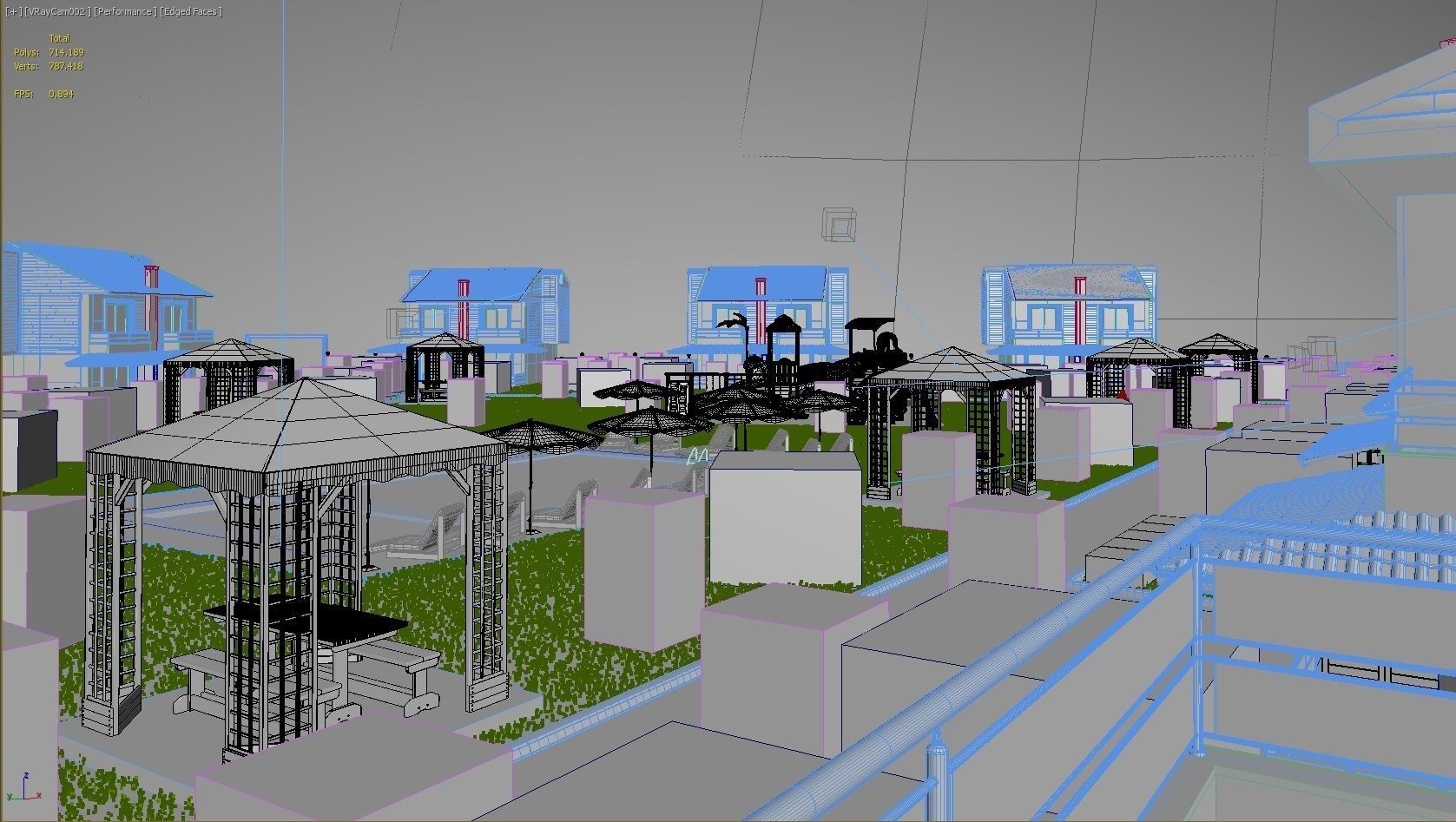 Summer Holiday Village Scene 3D model_16