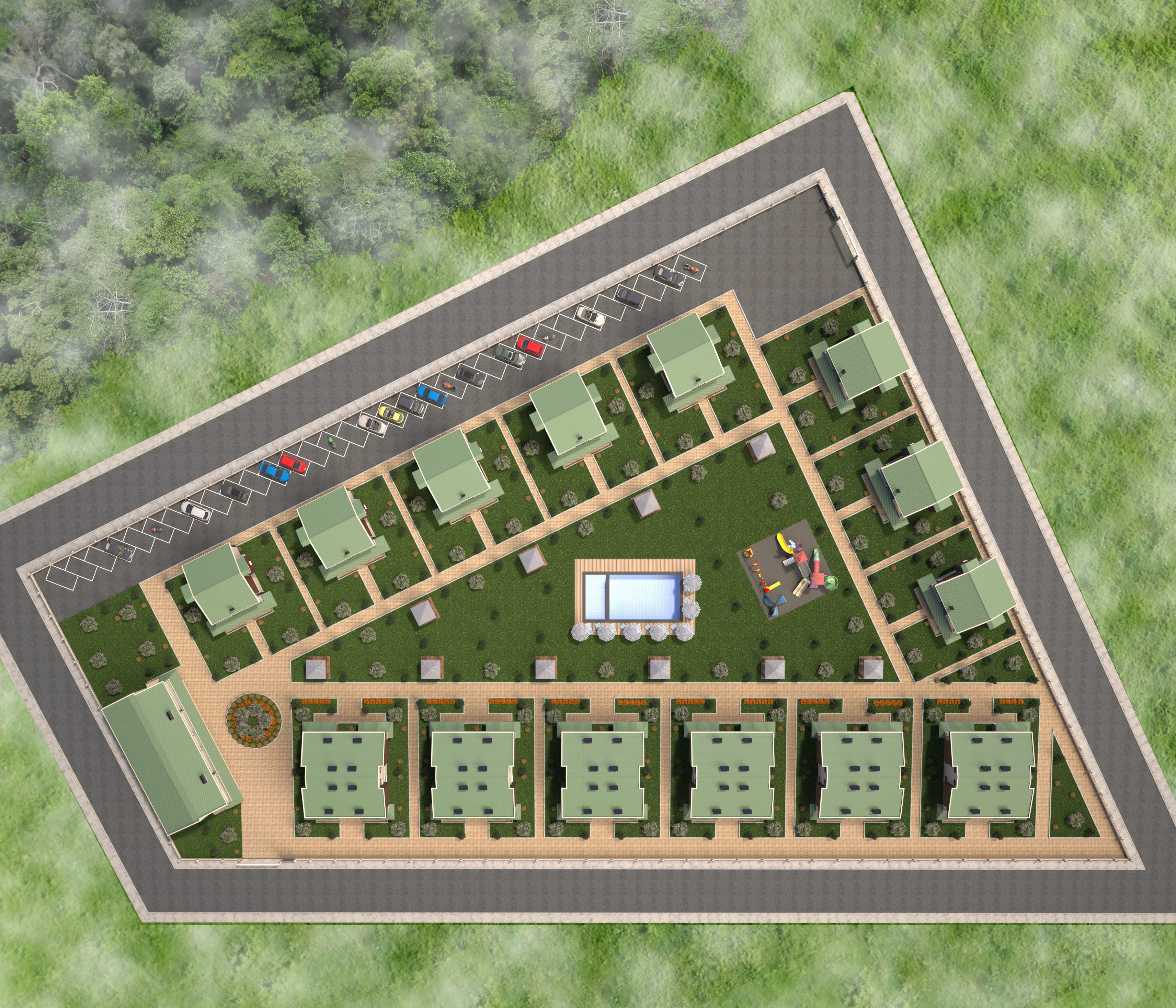 Summer Holiday Village Scene 3D model_15