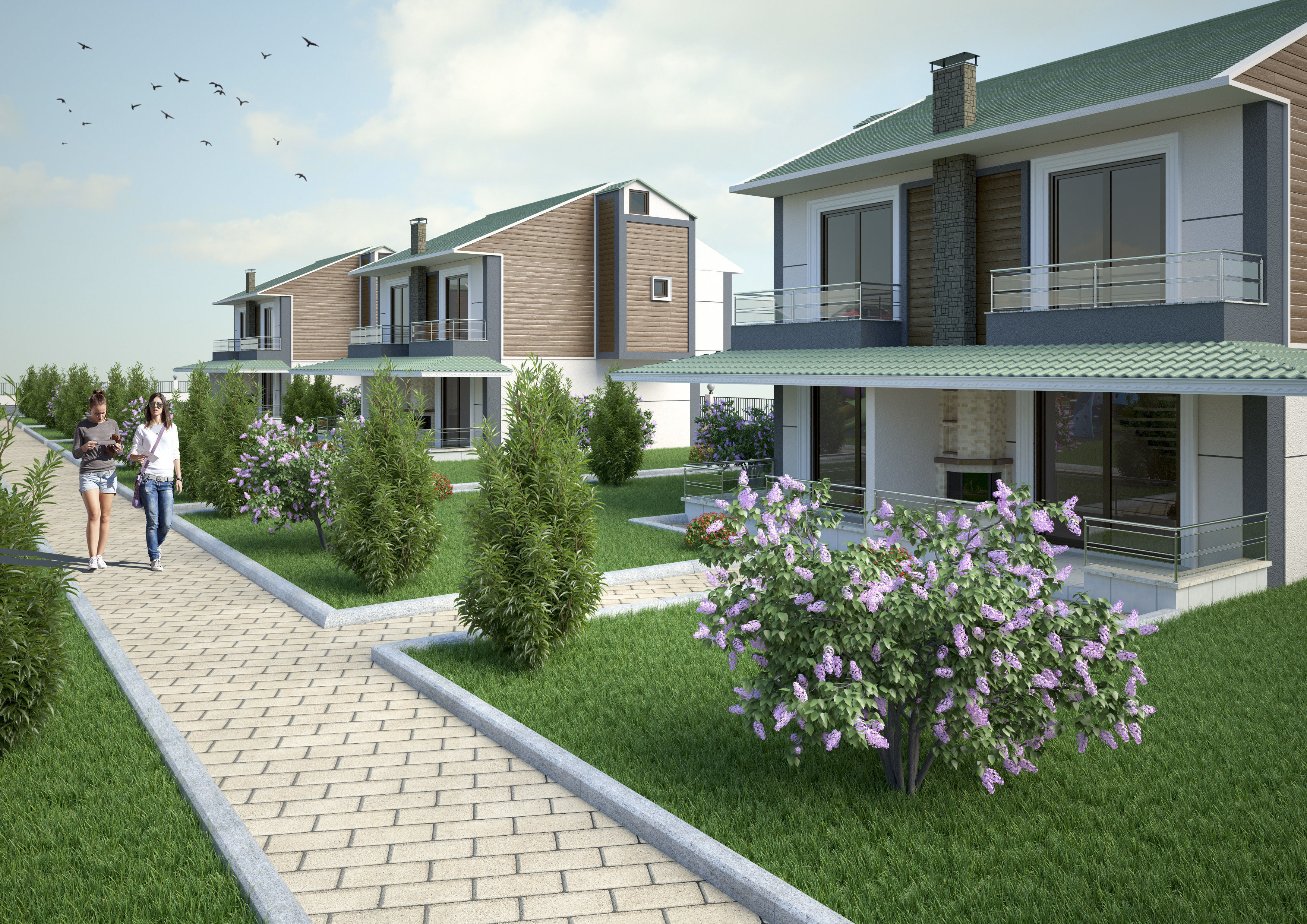 Summer Holiday Village Scene 3D model_4