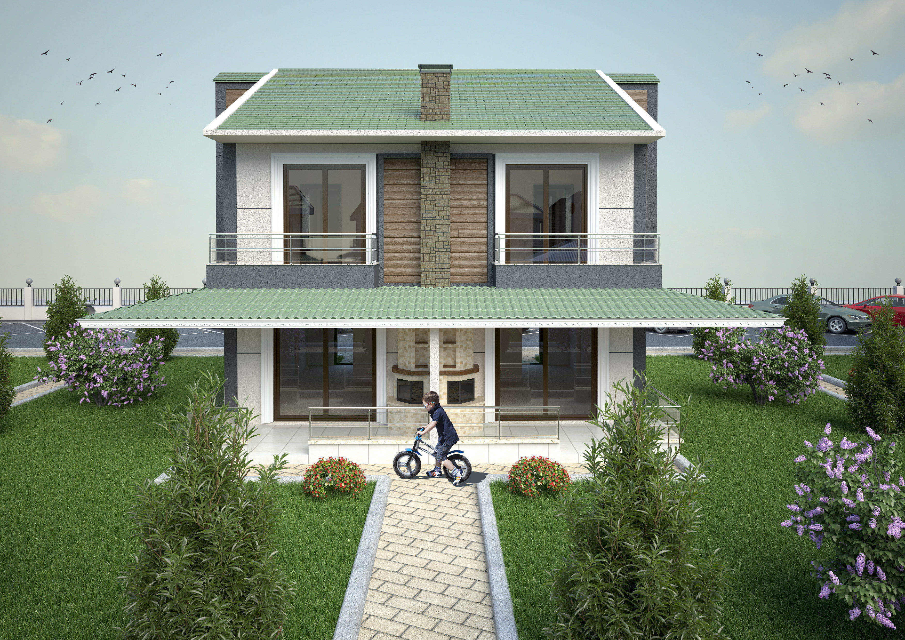 Summer Holiday Village Scene 3D model_9