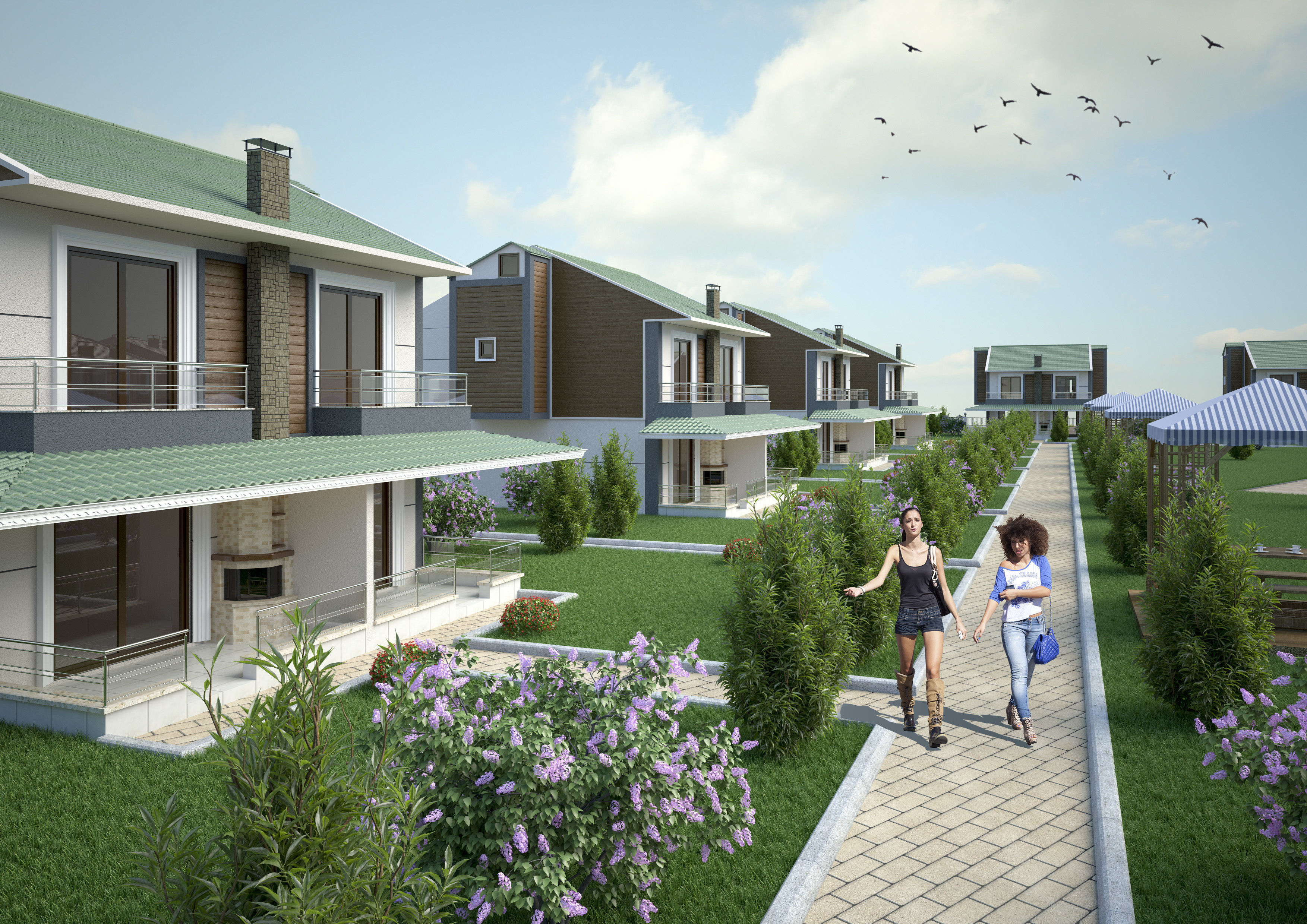 Summer Holiday Village Scene 3D model_6