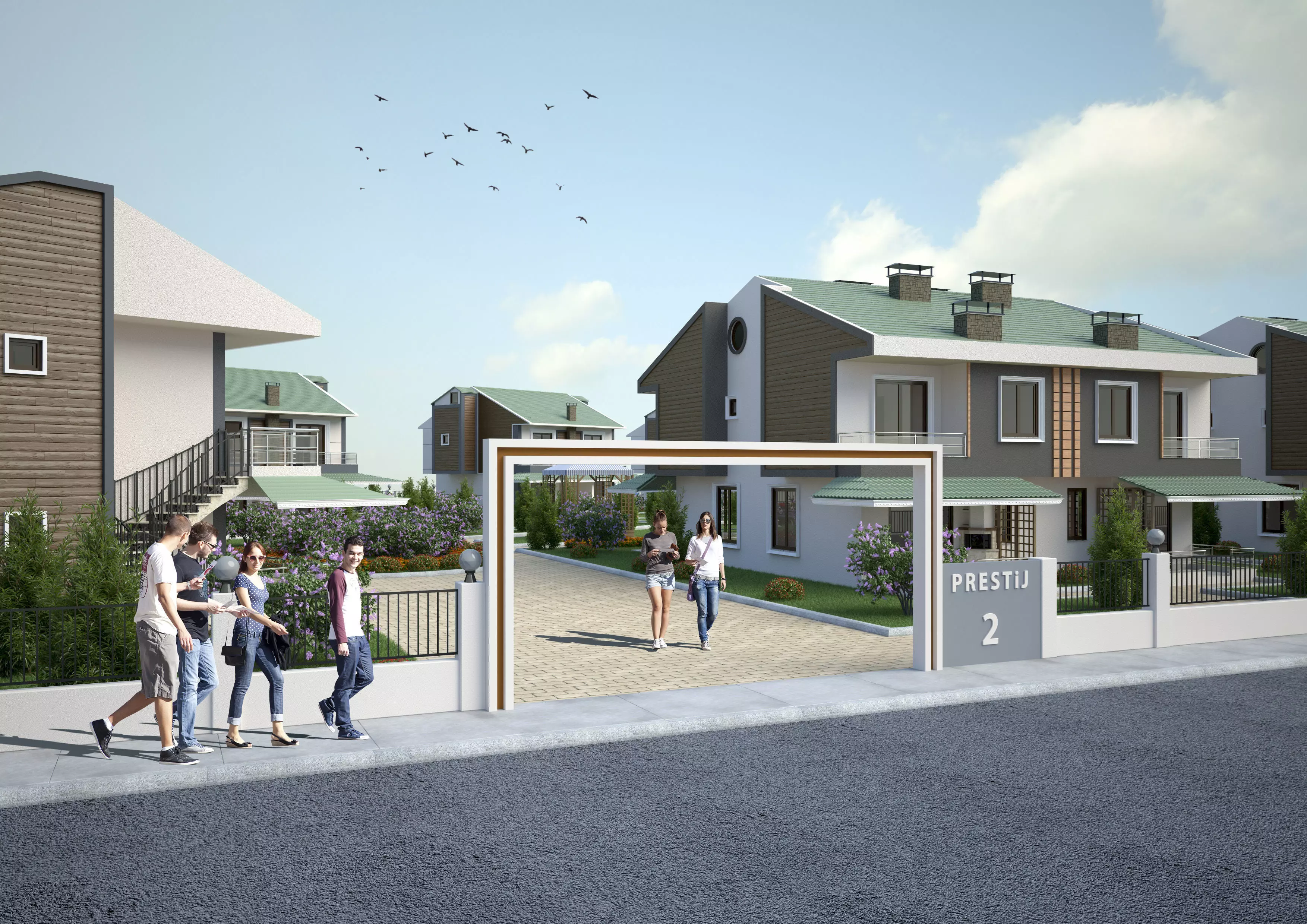 Summer Holiday Village Scene 3D model_0