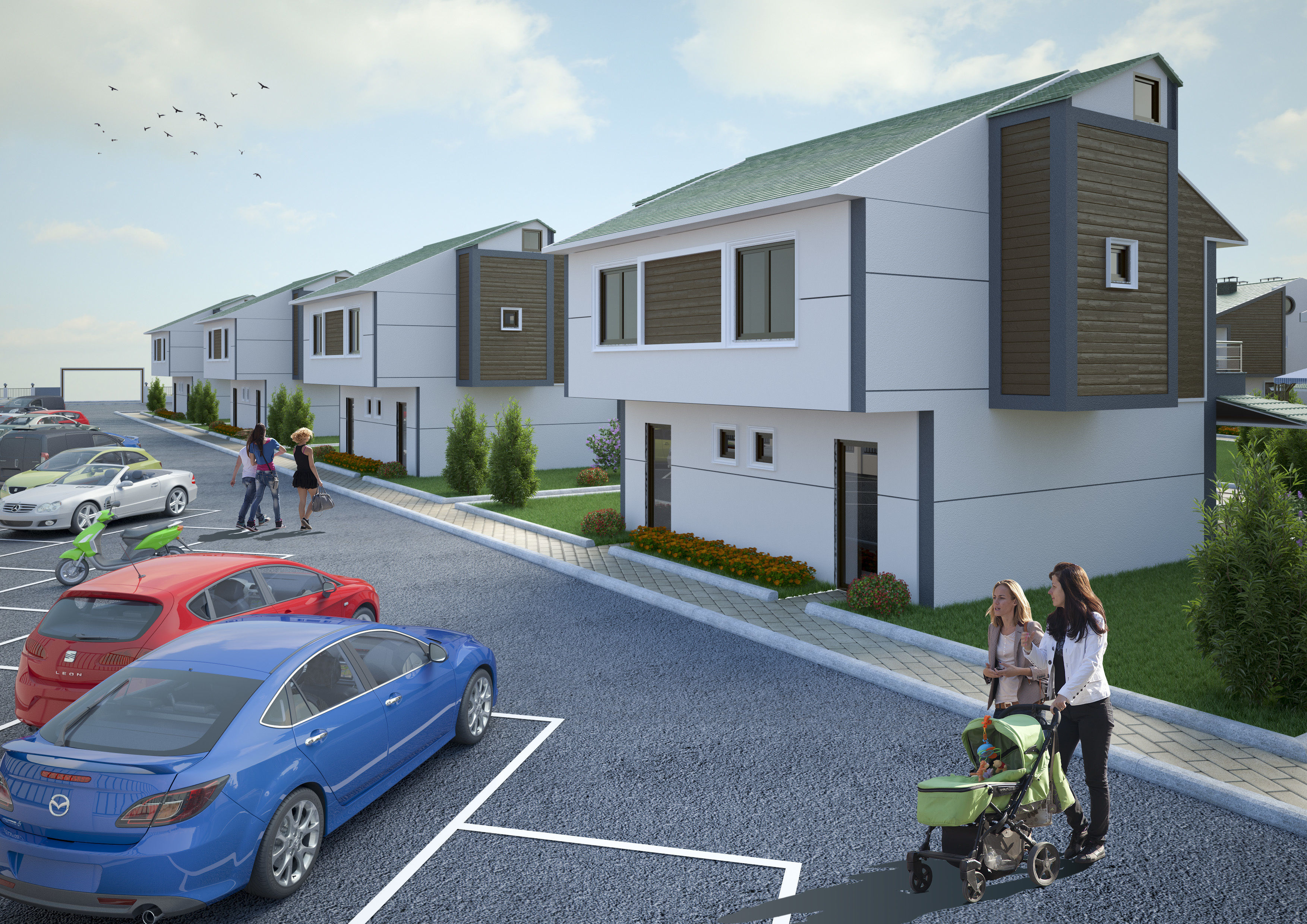 Summer Holiday Village Scene 3D model_7