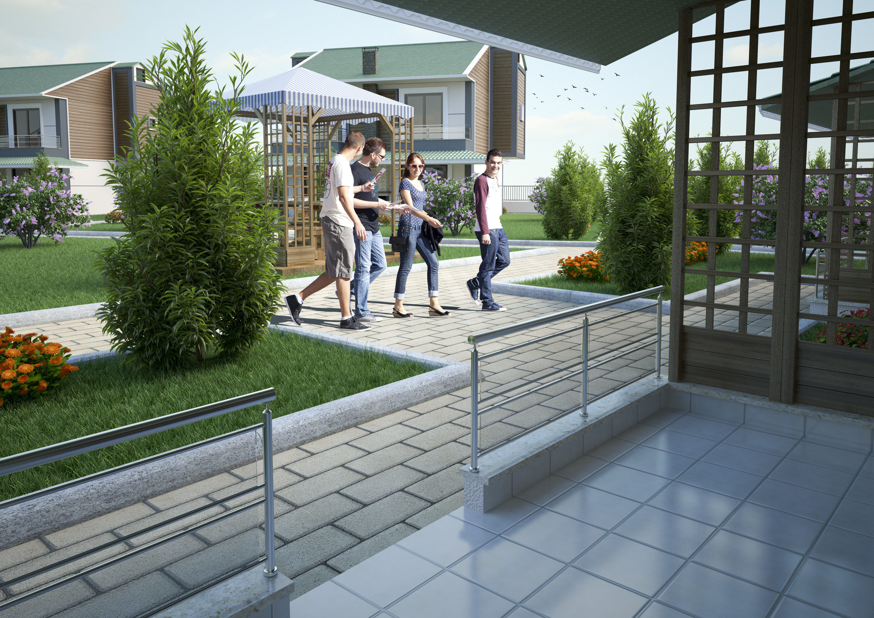 Summer Holiday Village Scene 3D model_5