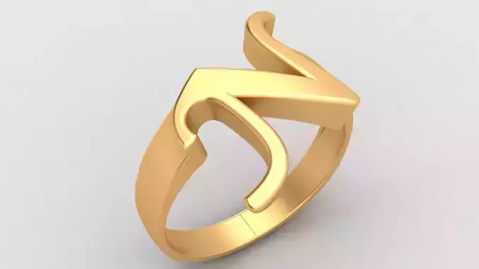 N Letter Fashion Gold Ring 3D print model