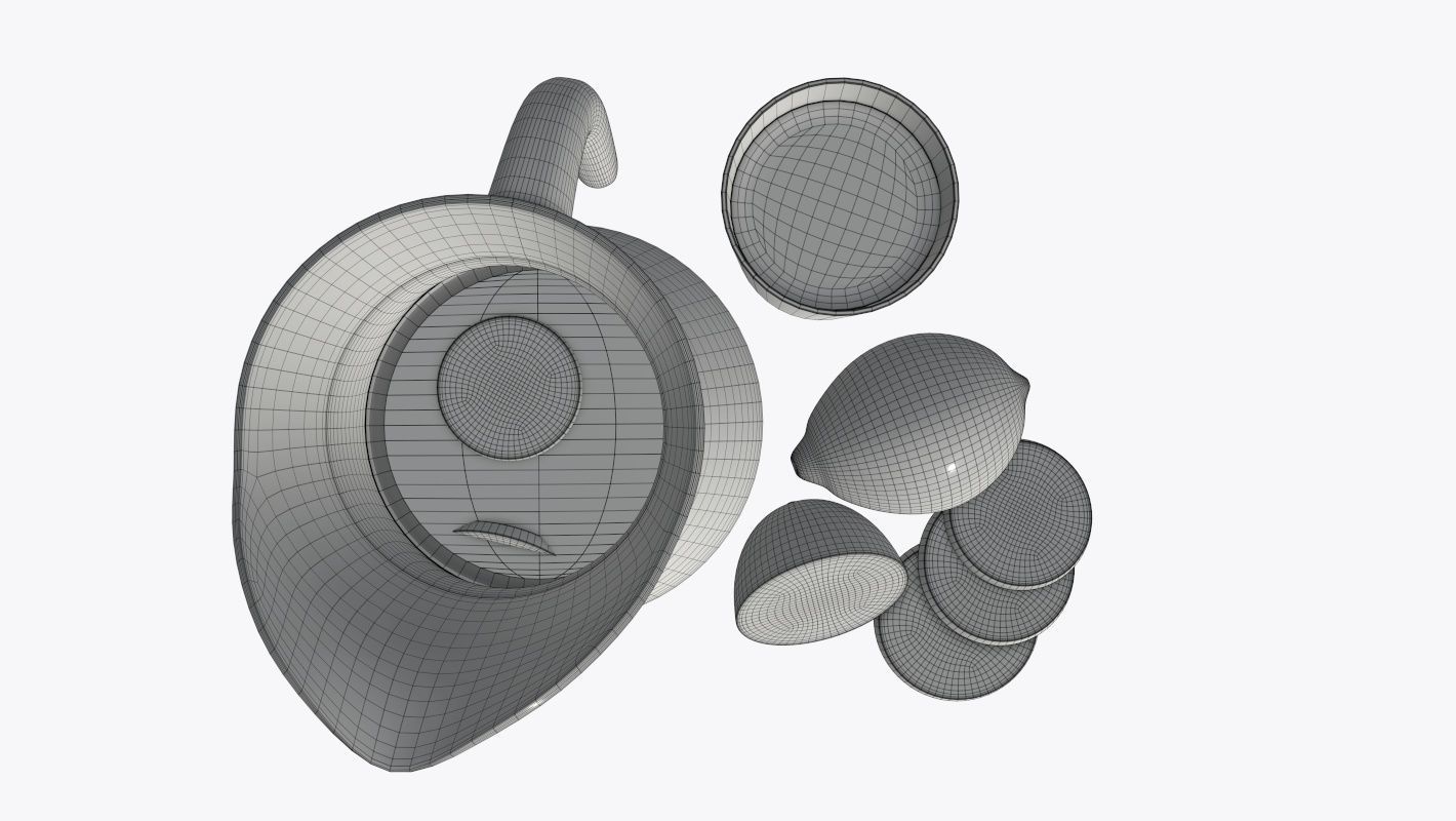 Jar with water and lemon slices 3D model_8