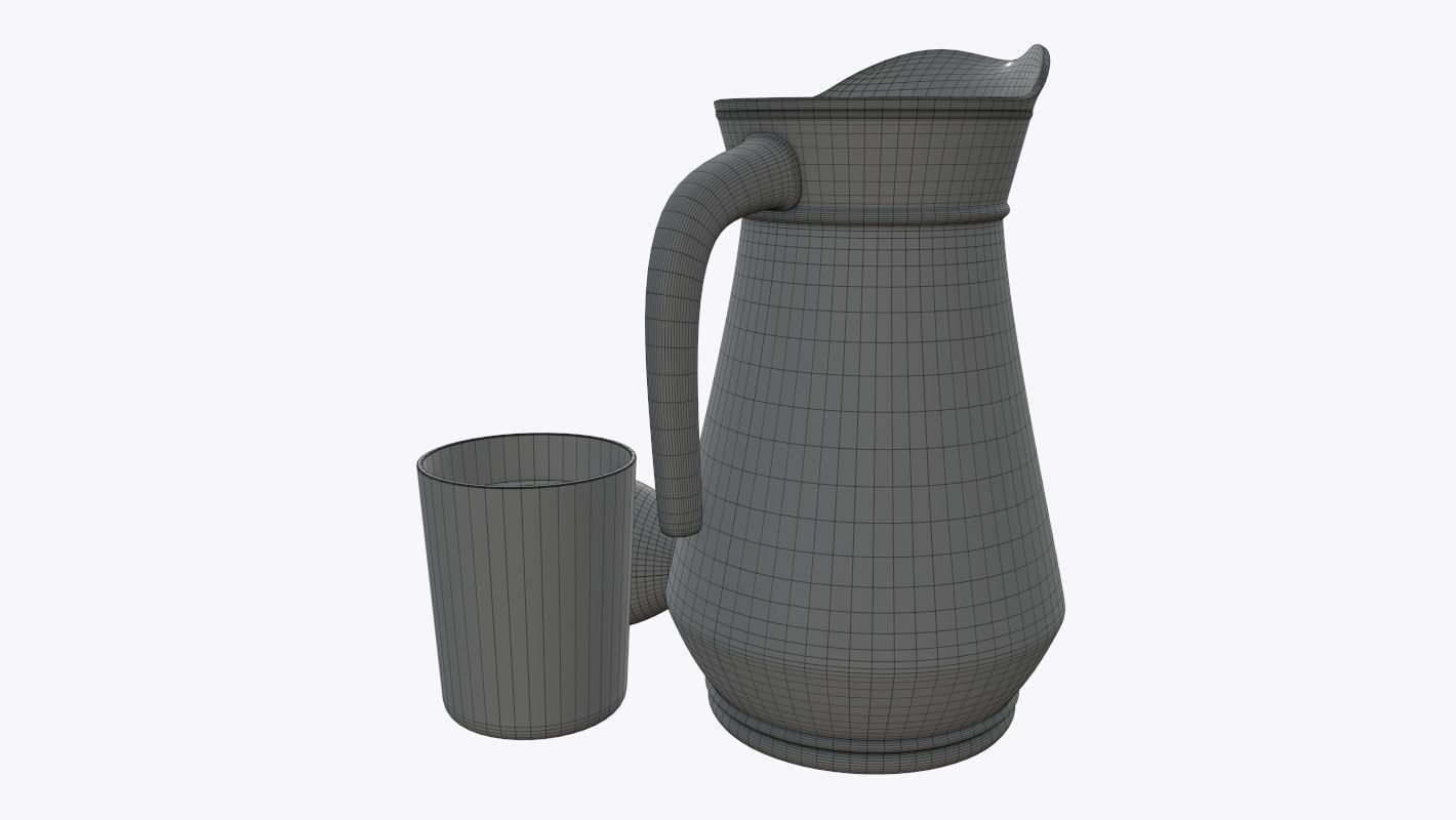 Jar with water and lemon slices 3D model_7