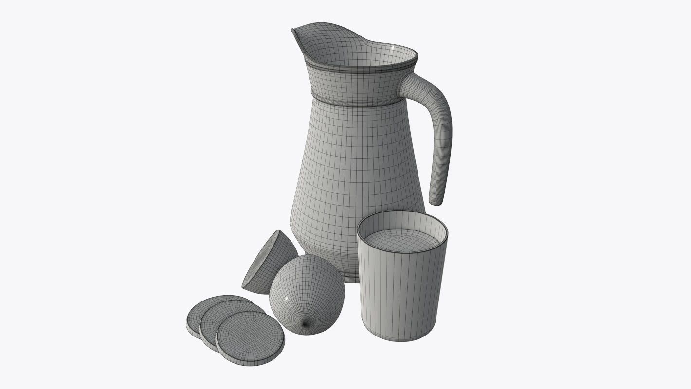 Jar with water and lemon slices 3D model_6