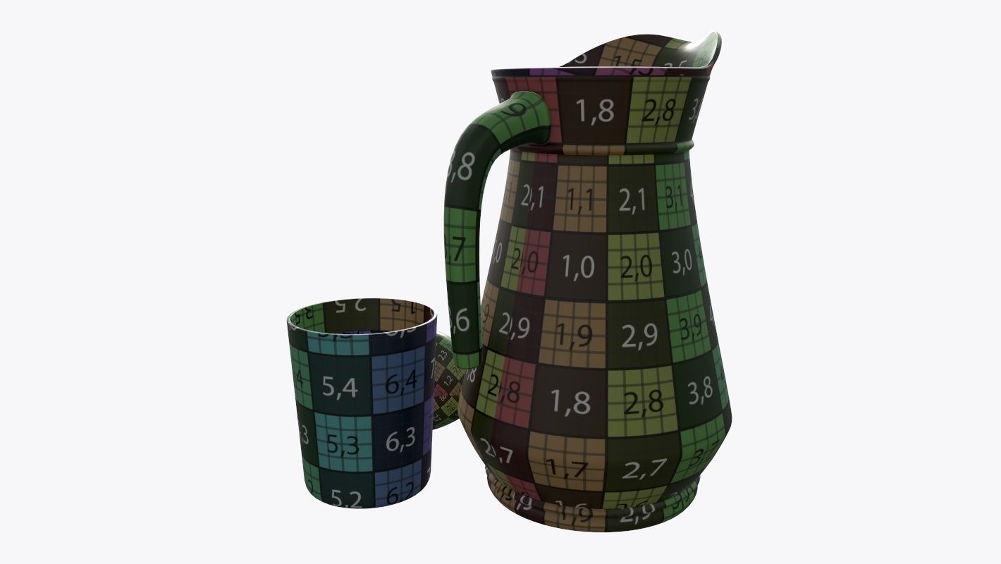 Jar with water and lemon slices 3D model_12