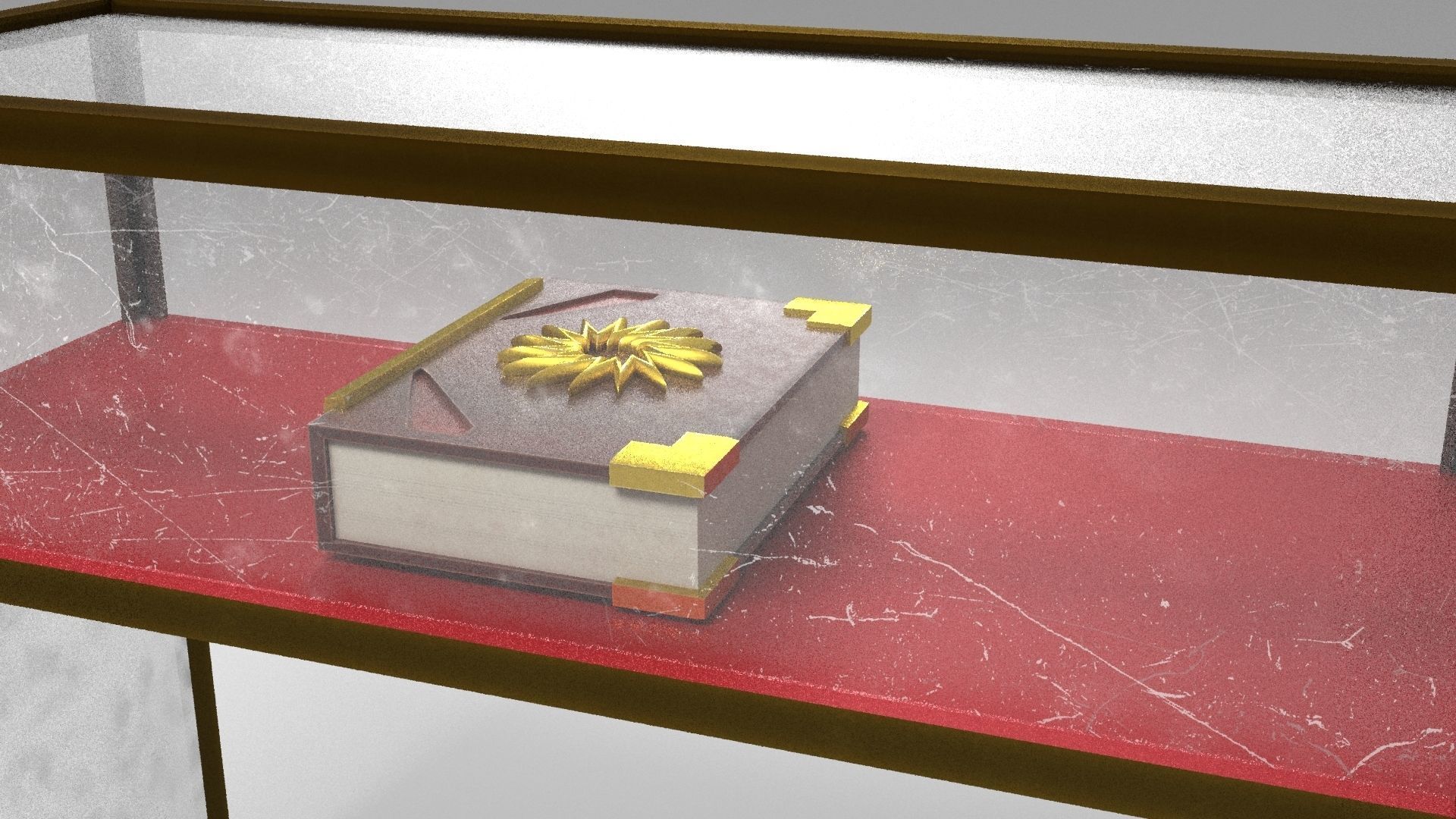 Showcase with book Low-poly 3D model_2