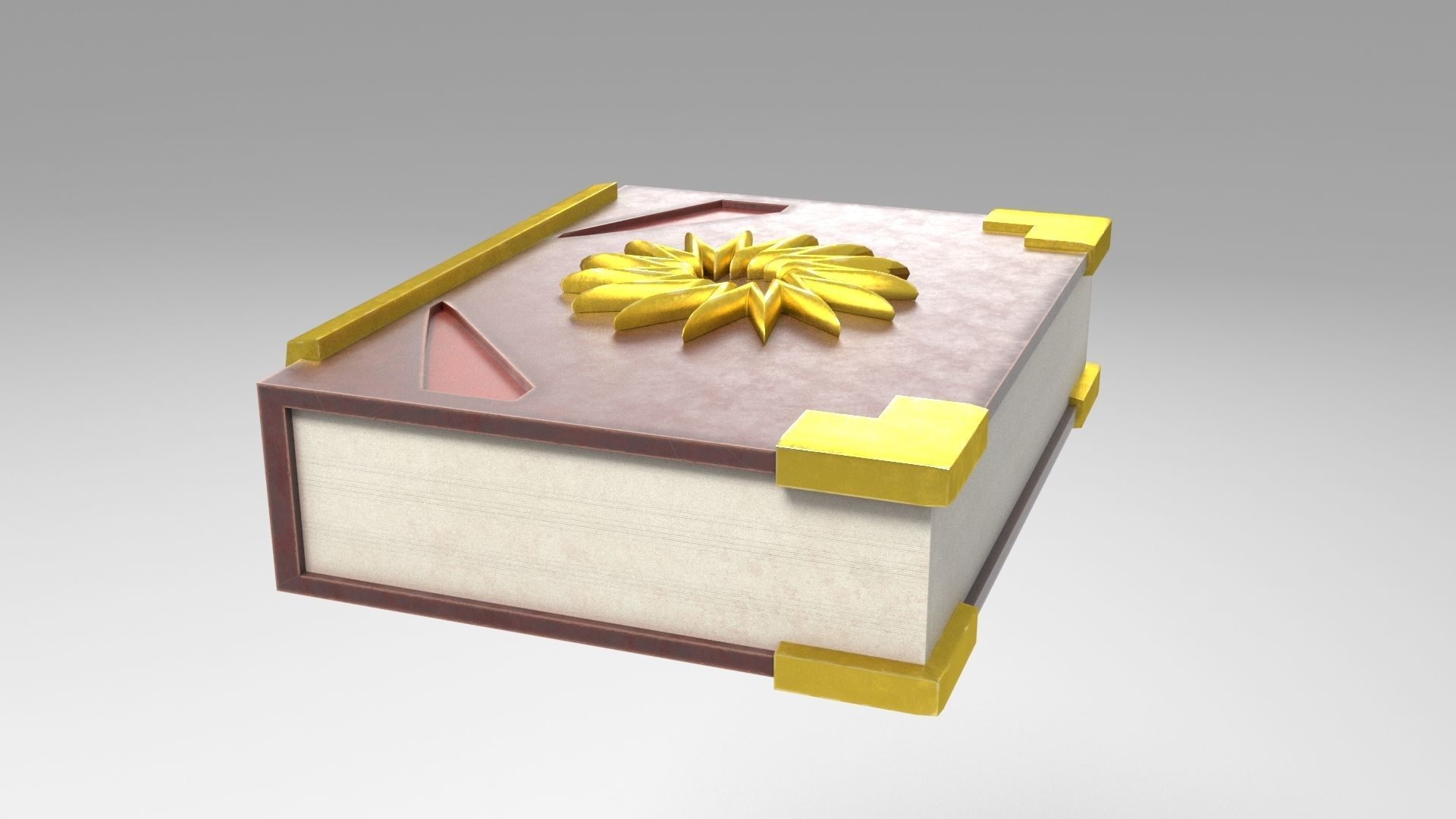 Showcase with book Low-poly 3D model_4