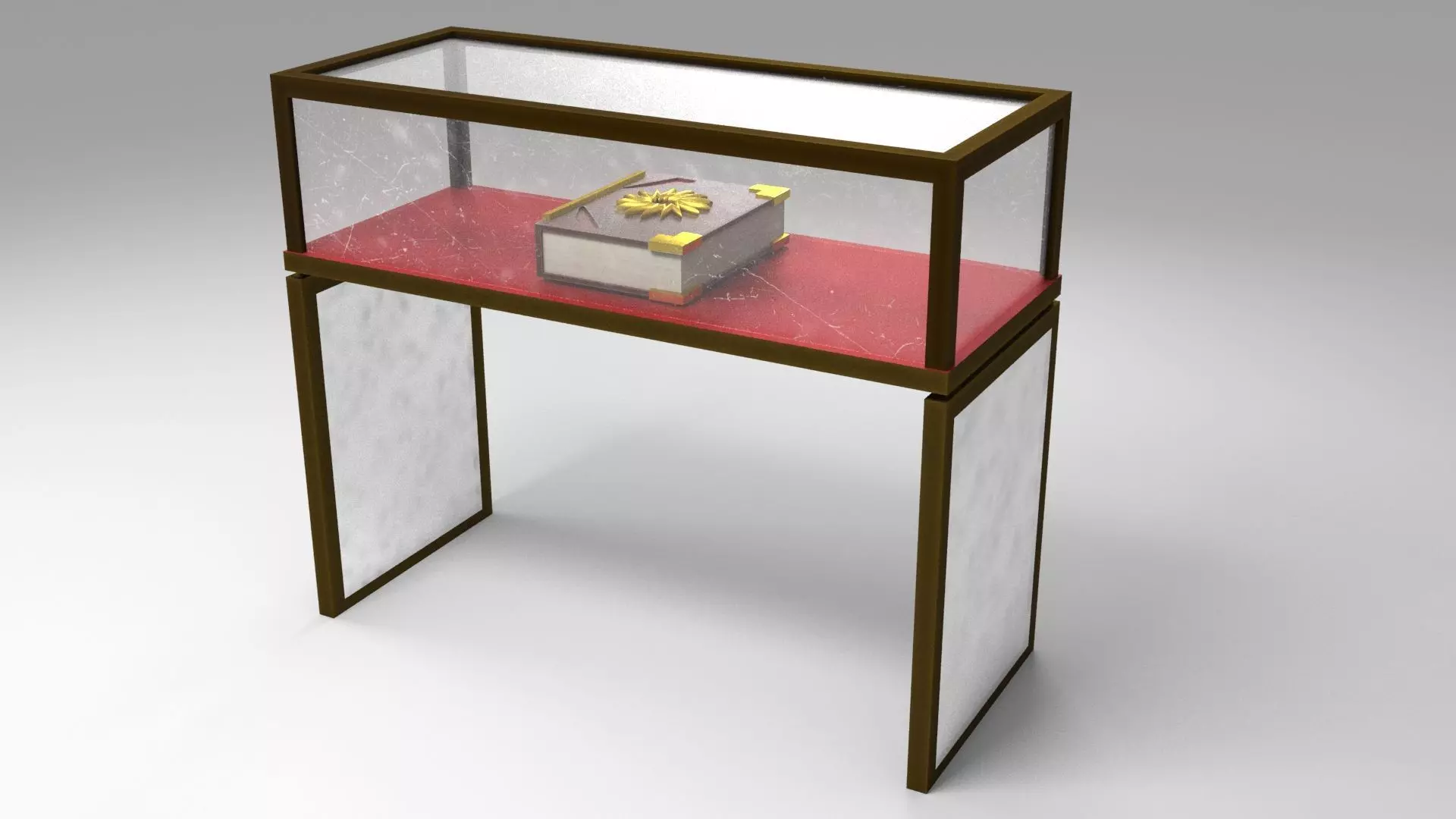 Showcase with book Low-poly 3D model_0