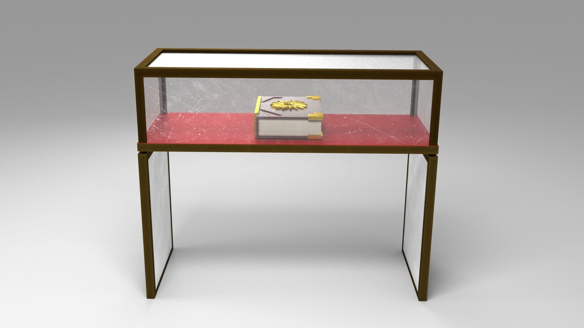 Showcase with book Low-poly 3D model_1