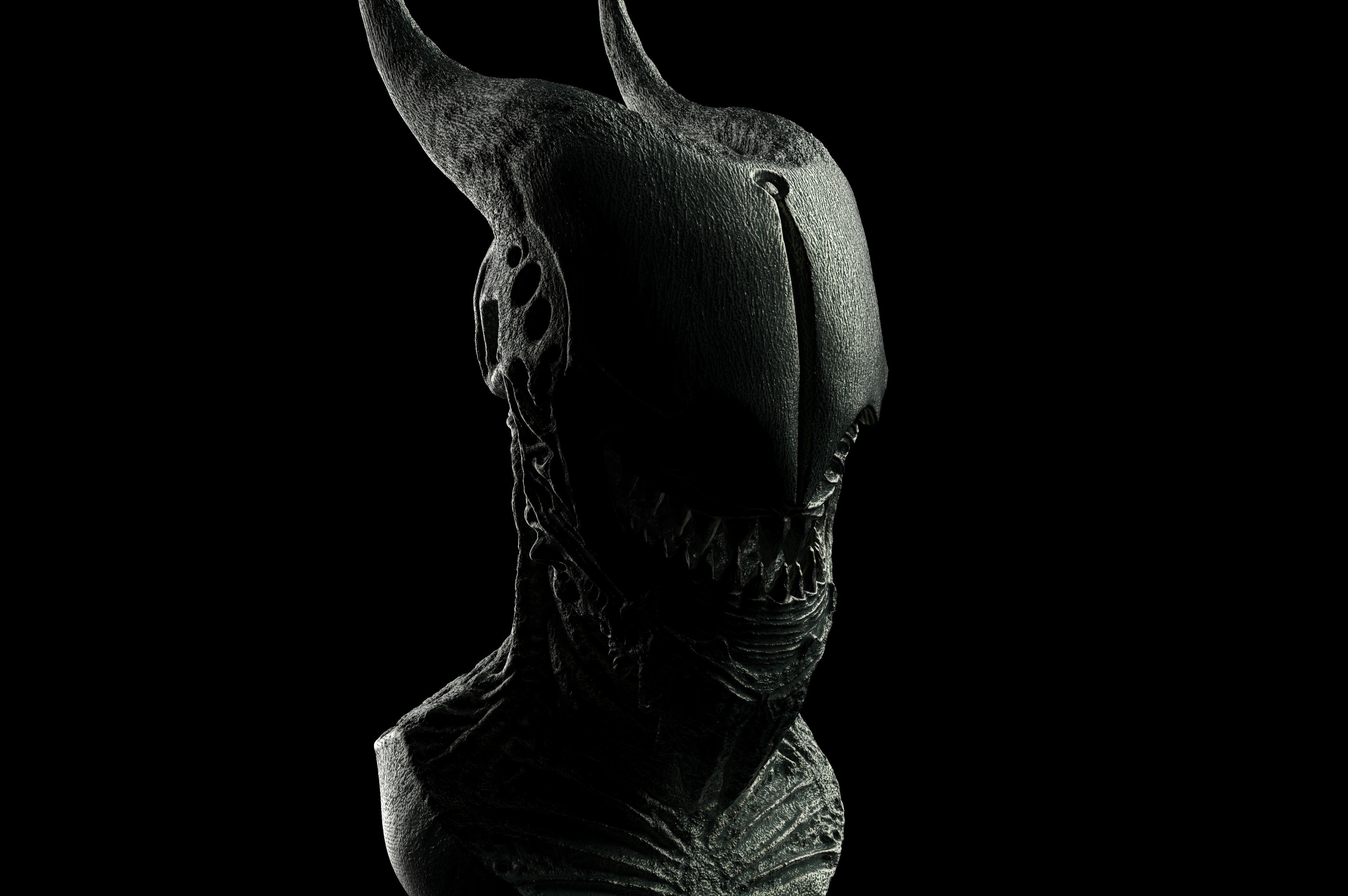 Creature alien head sculpture 3D print model_5