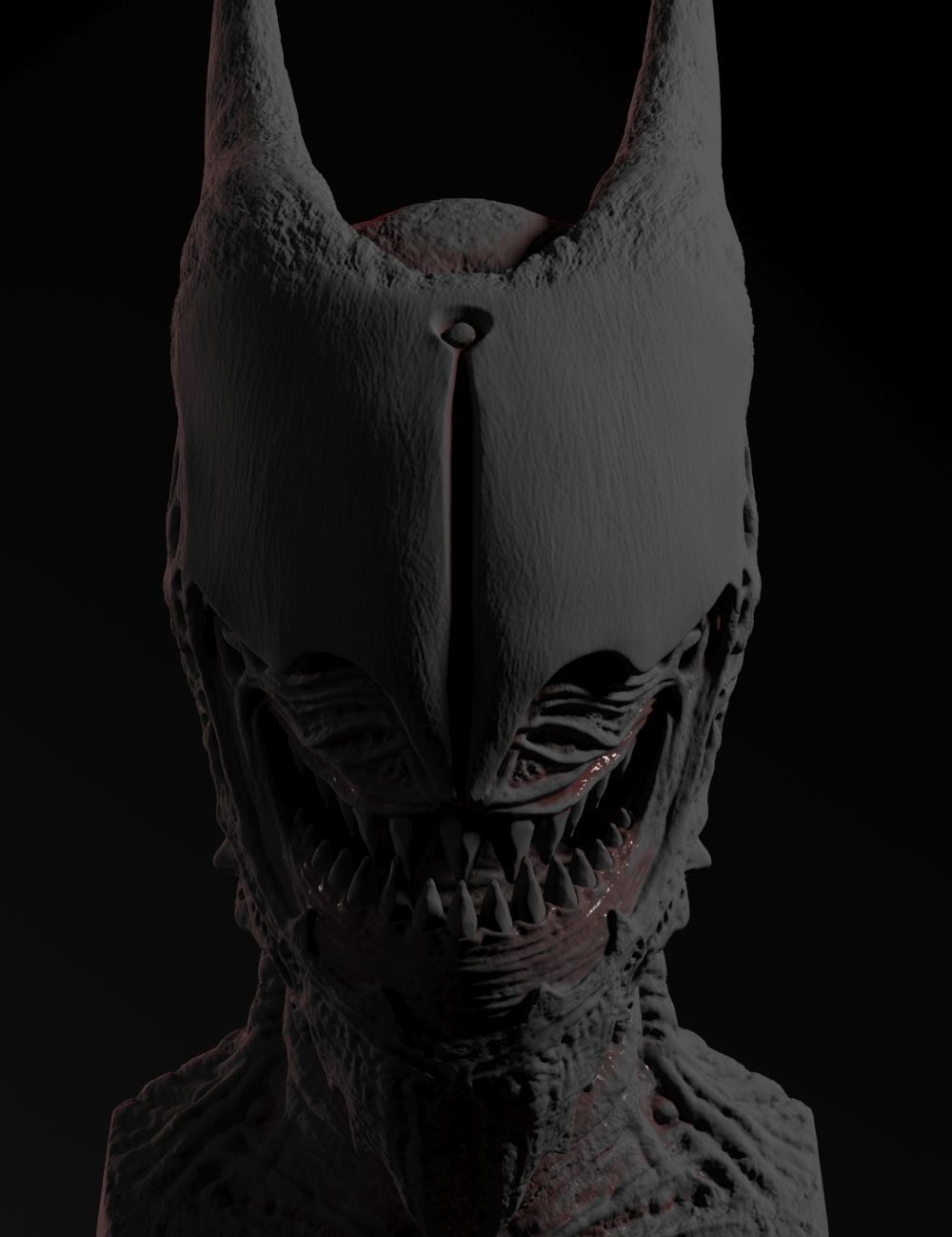 Creature alien head sculpture 3D print model_2