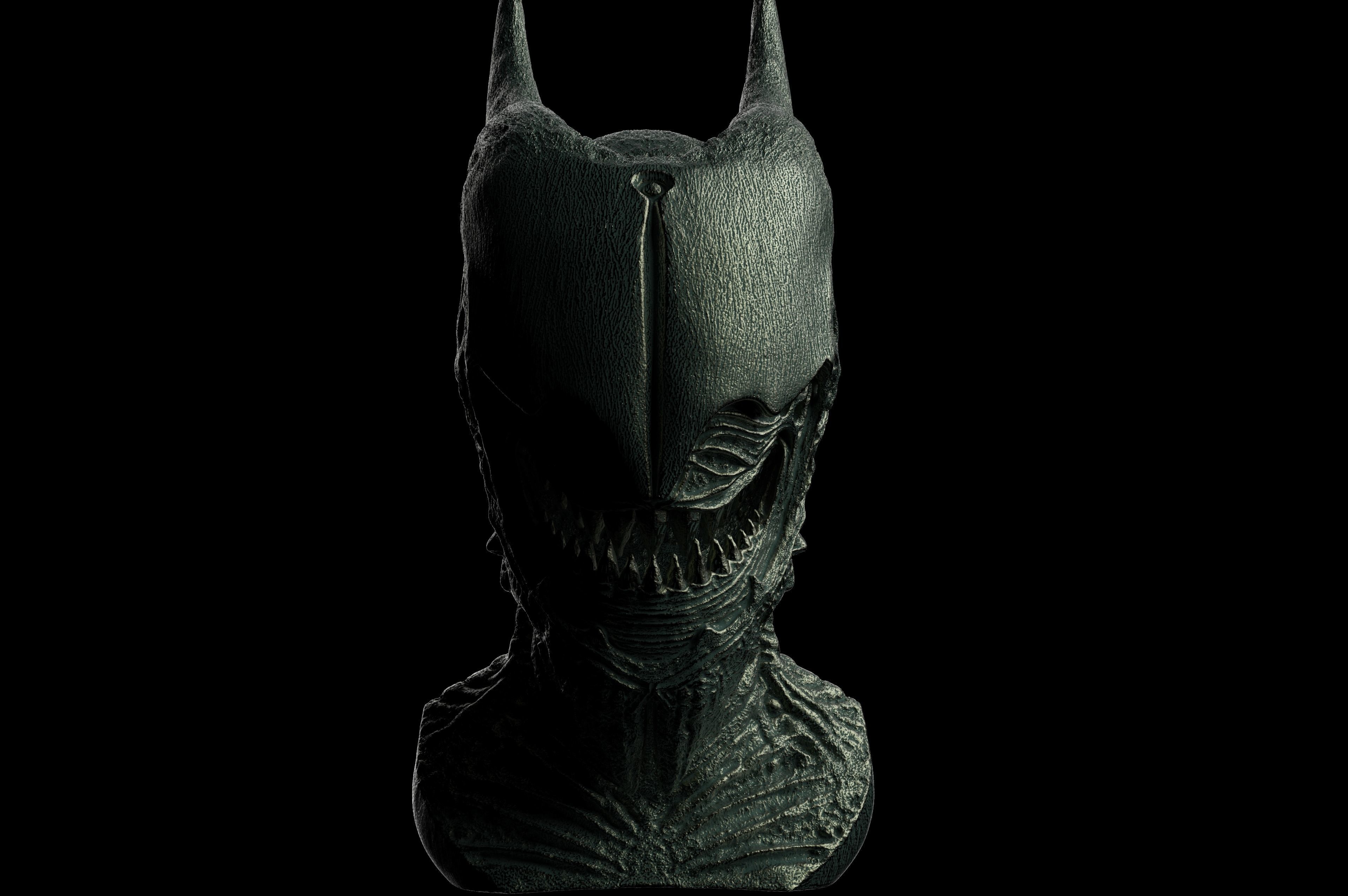 Creature alien head sculpture 3D print model_1