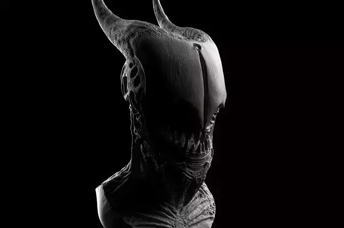 Creature alien head sculpture 3D print model
