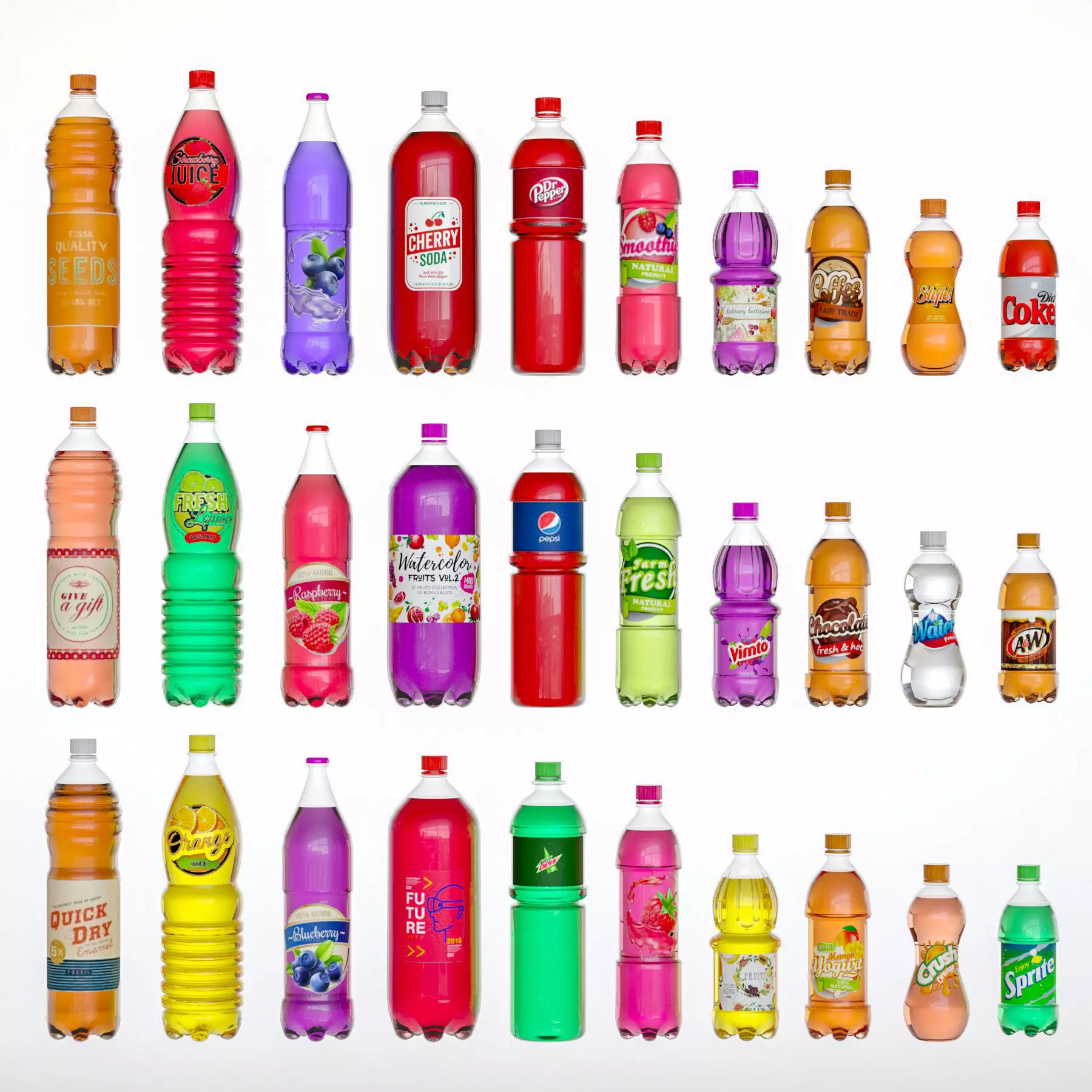 SodaBottleSet2 soda bottles 3D model