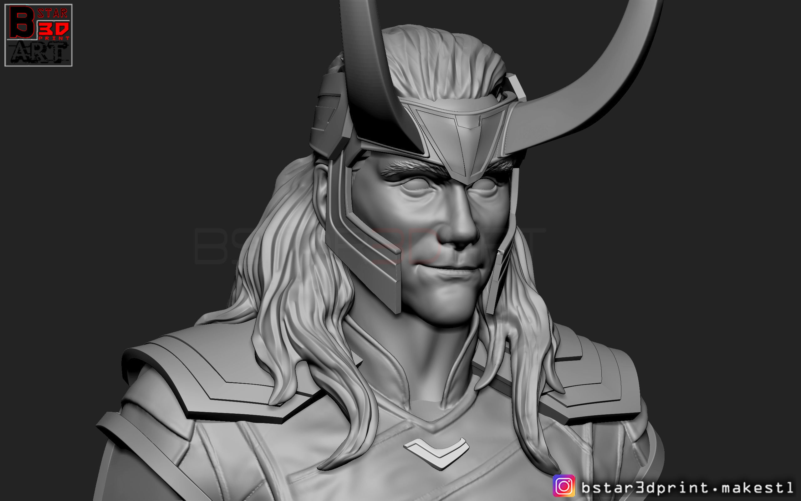 LOKI Bust With Helmet - Tom Hiddleston - - Marvel - Avenger 3D model 3D ...