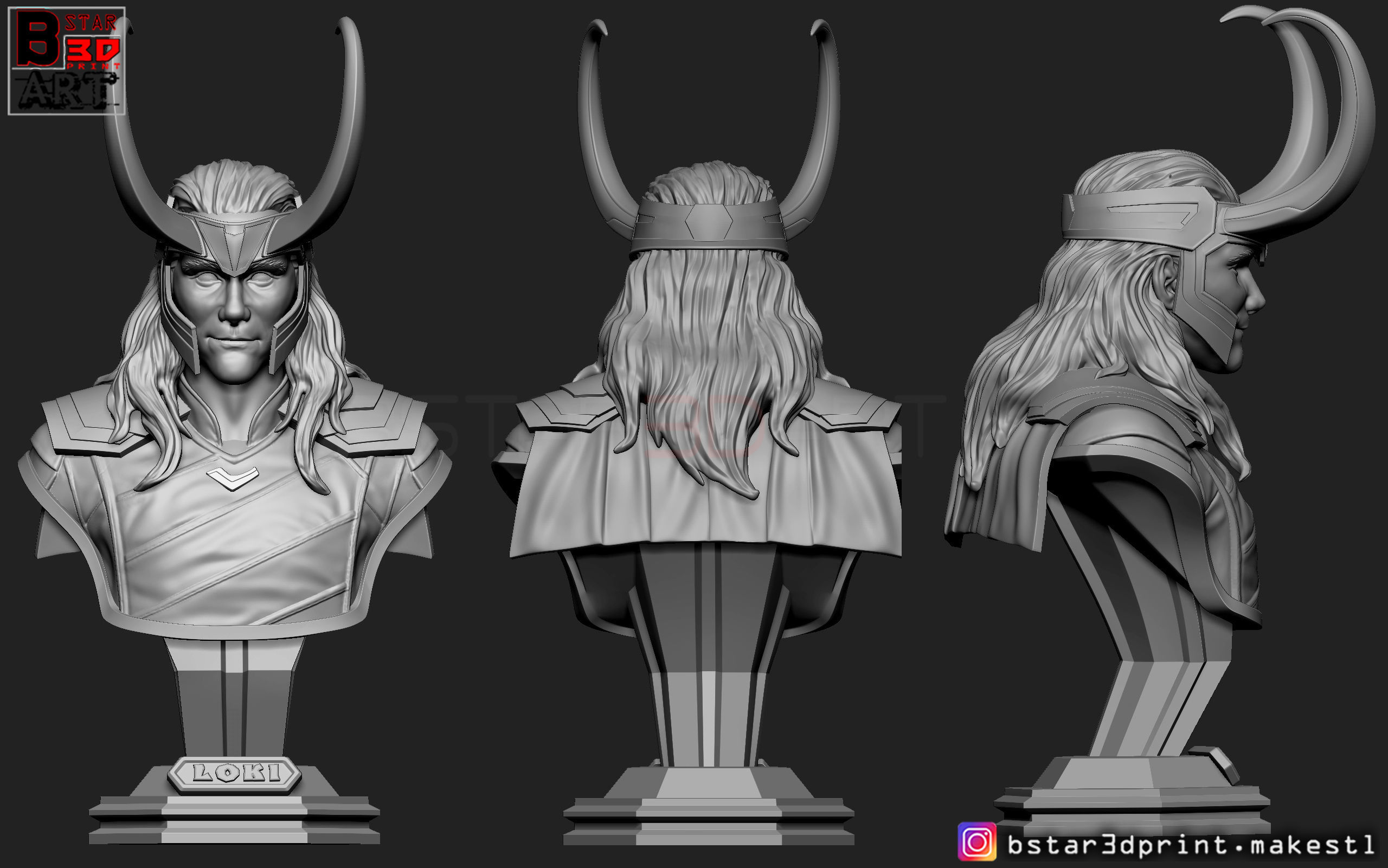 LOKI Bust With Helmet - Tom Hiddleston - - Marvel - Avenger 3D model 3D ...