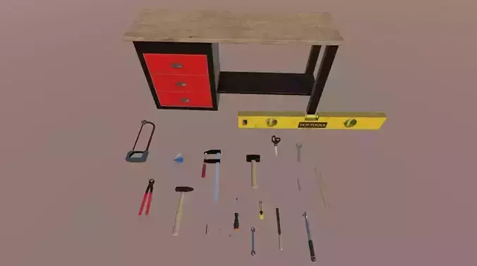 Various tools pack Low-poly 3D model