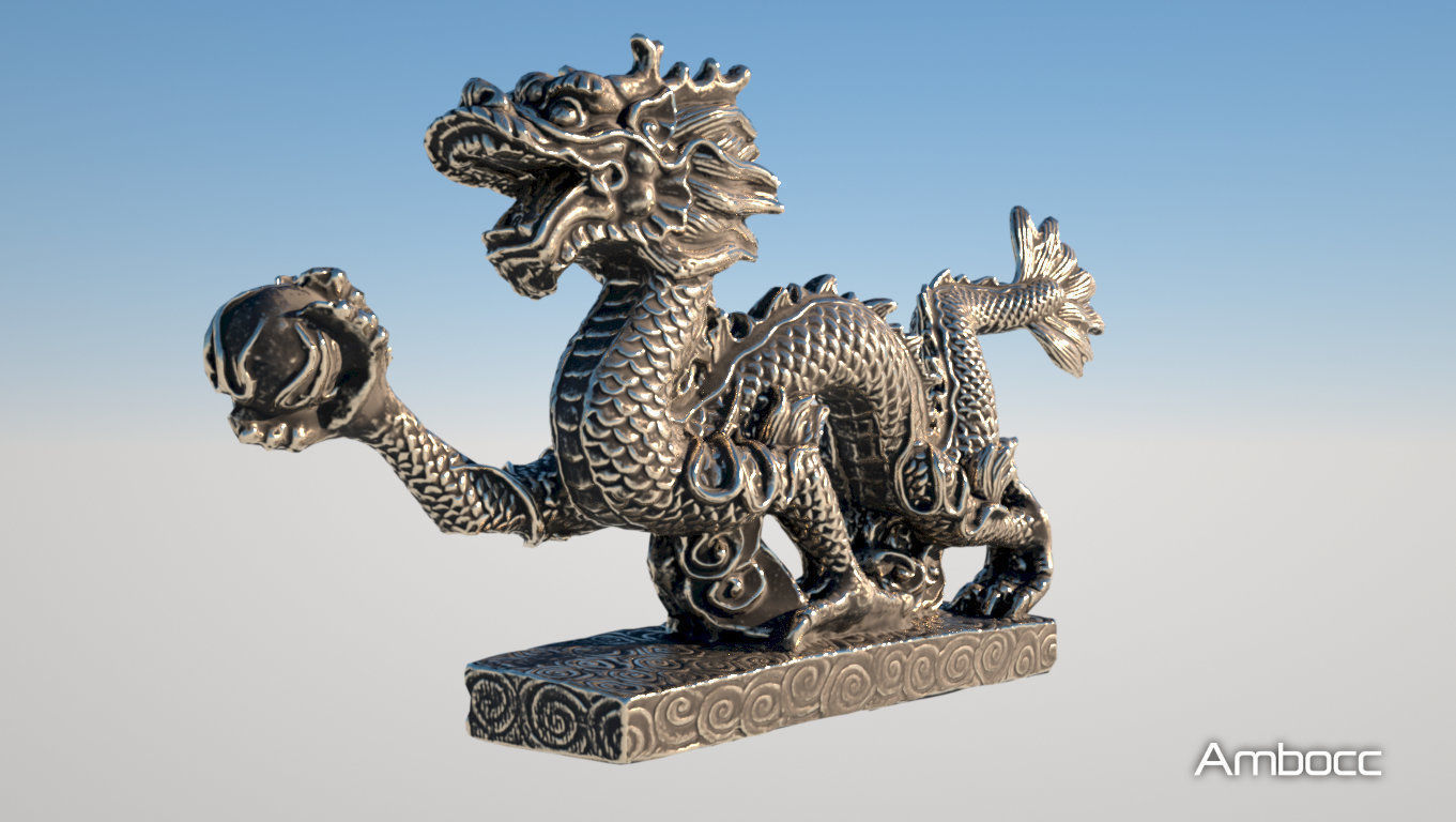 Chinese Dragon Statue - PBR 3D Model Low-poly 3D model_3