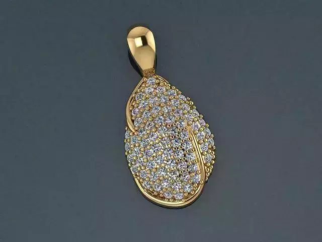 Pendant 3dm stl renders 3D print model gold with diamonds