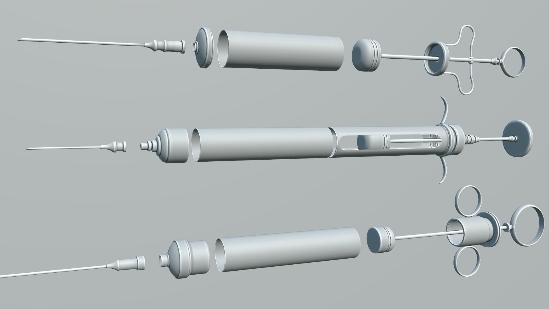 Vintage syringe Low-poly 3D model_5