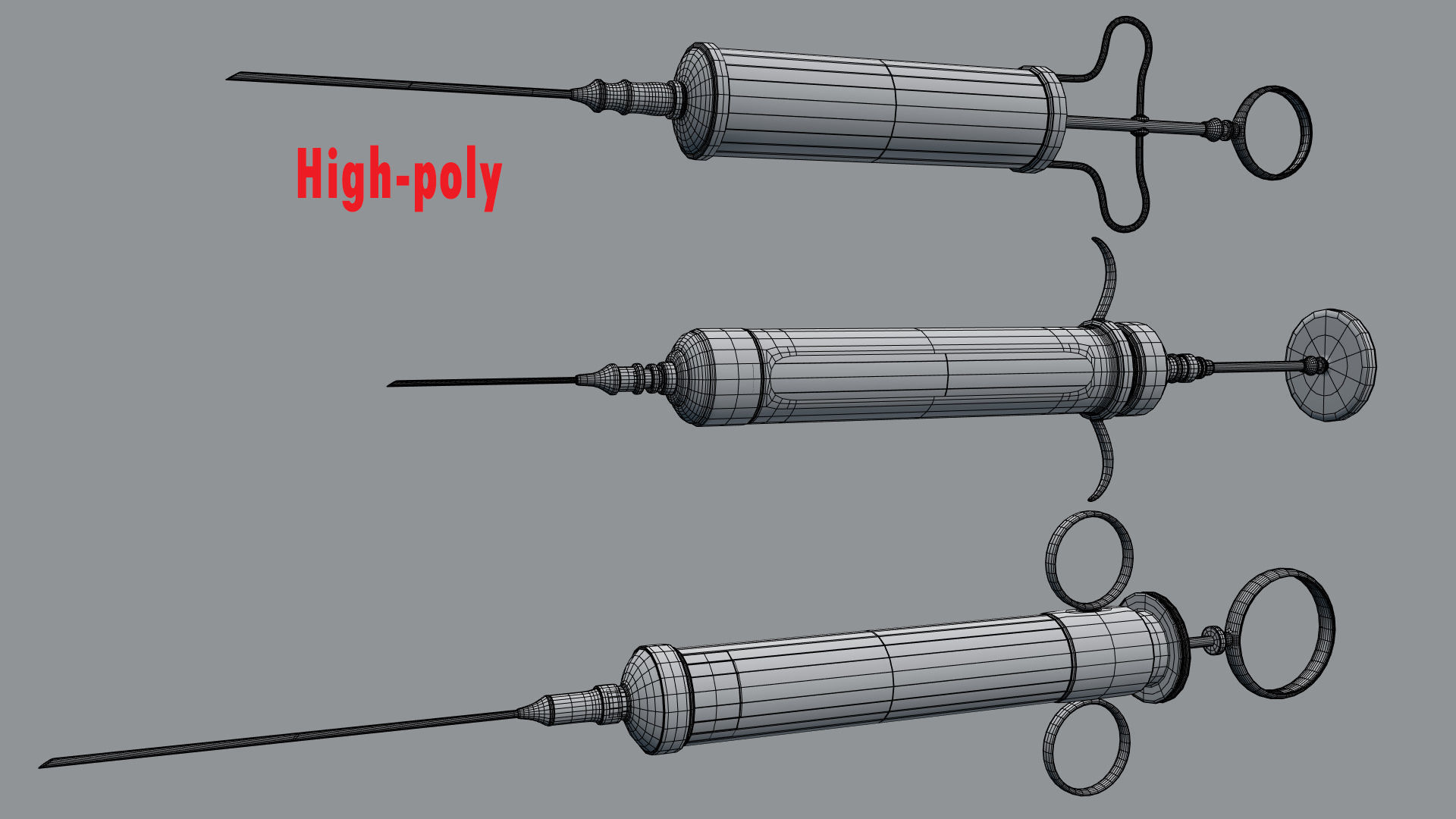 Vintage syringe Low-poly 3D model_7