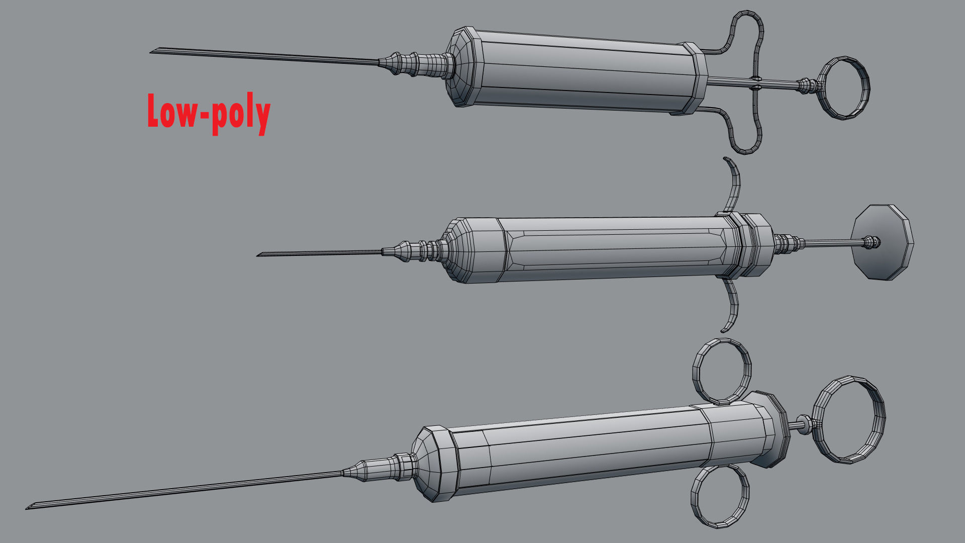 Vintage syringe Low-poly 3D model_8