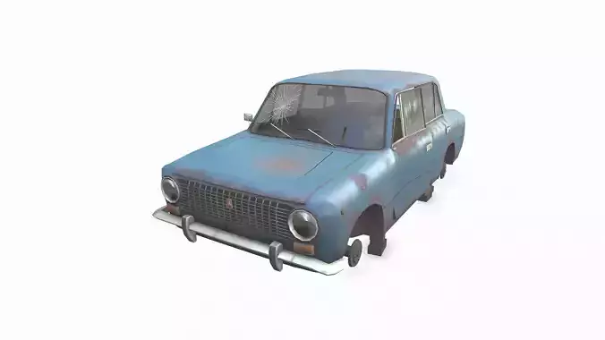 Soviet abandoned car Low-poly 3D model