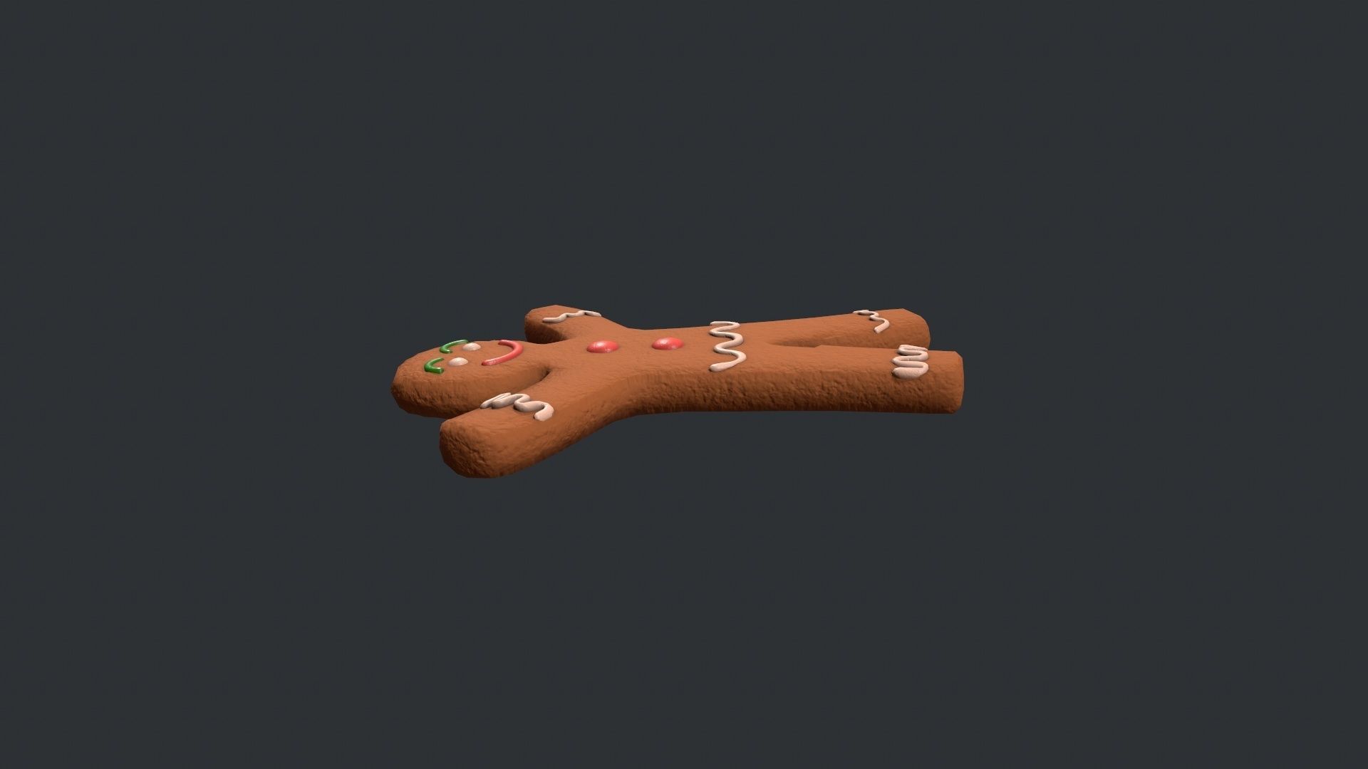Gingerbread Man - Cookie Low-poly 3D model_6