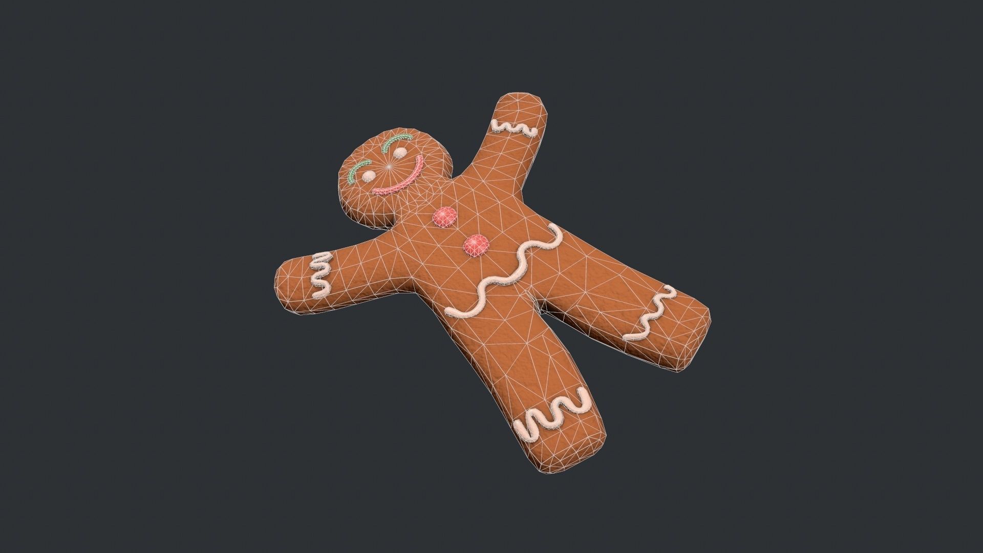 Gingerbread Man - Cookie Low-poly 3D model_10
