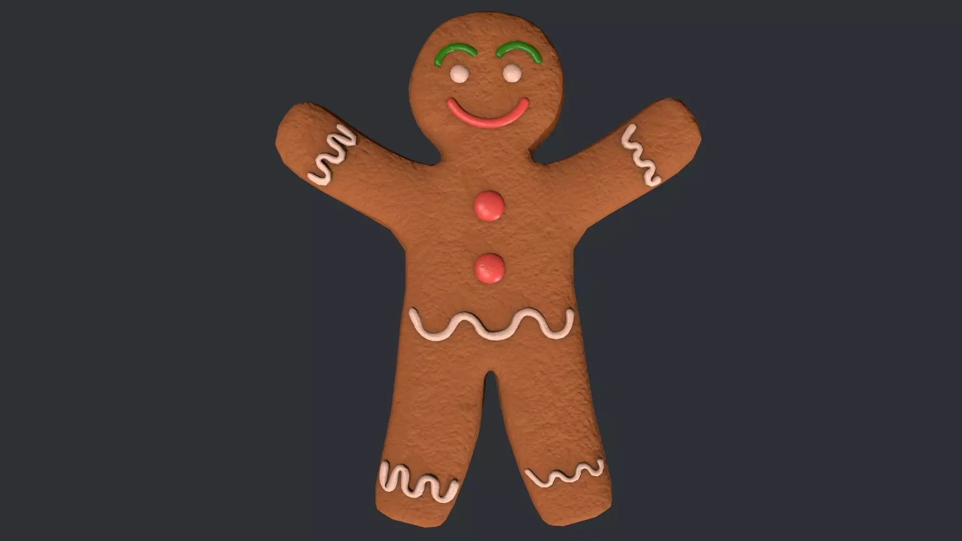 Gingerbread Man - Cookie Low-poly 3D model_0