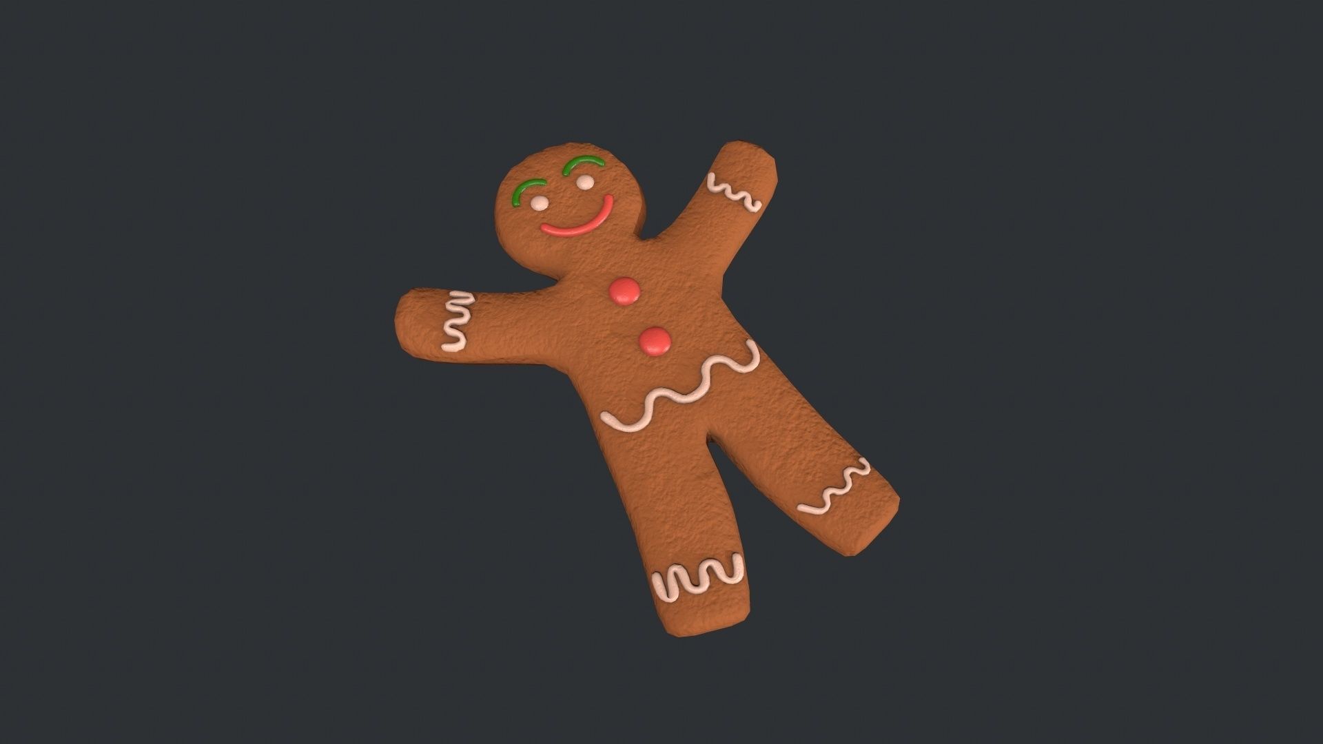 Gingerbread Man - Cookie Low-poly 3D model_1