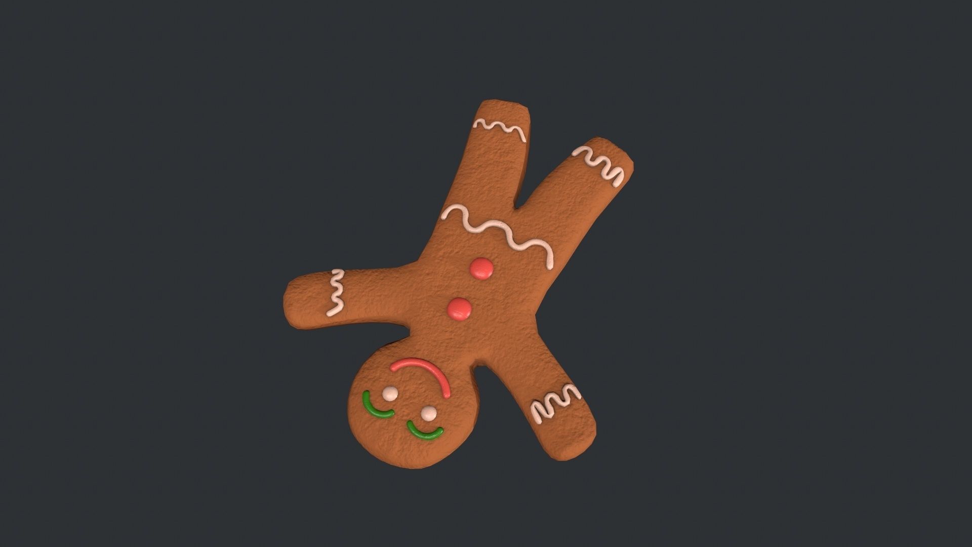 Gingerbread Man - Cookie Low-poly 3D model_3