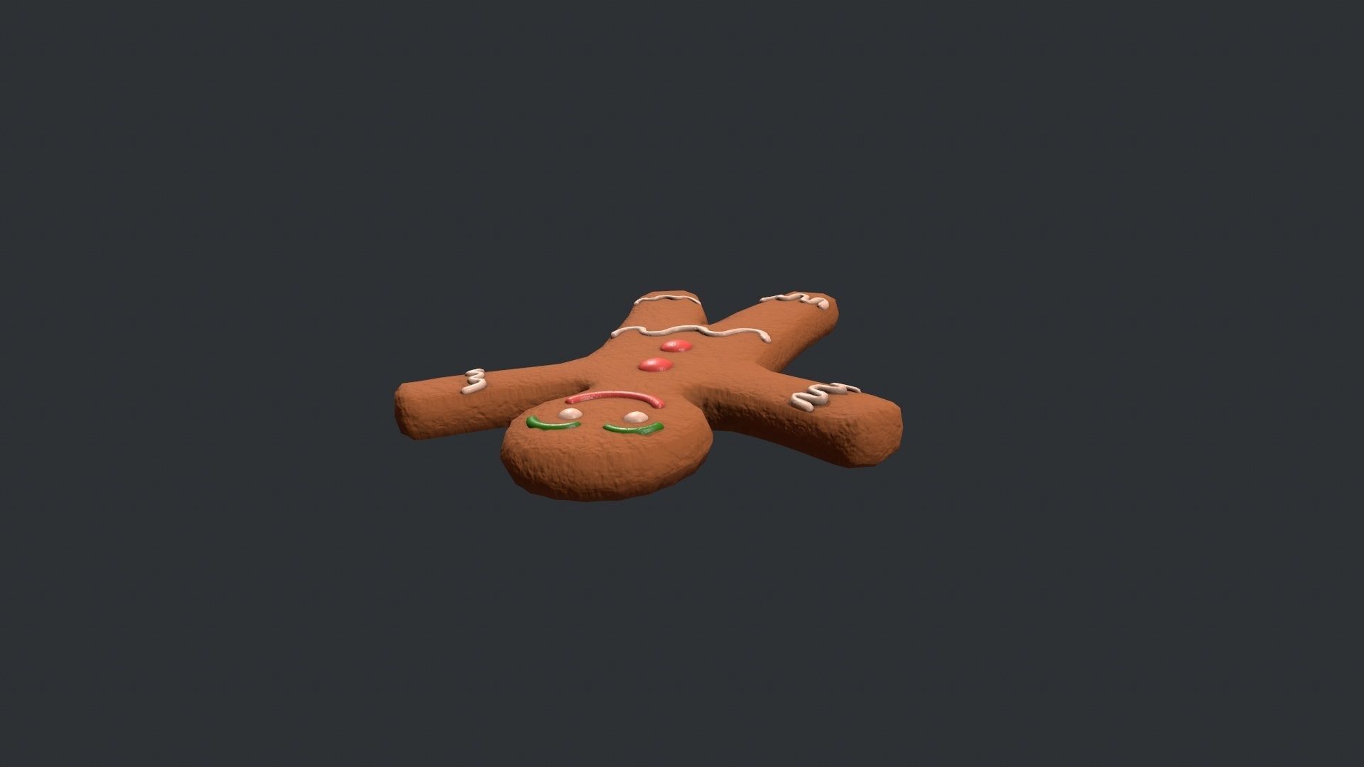 Gingerbread Man - Cookie Low-poly 3D model_7