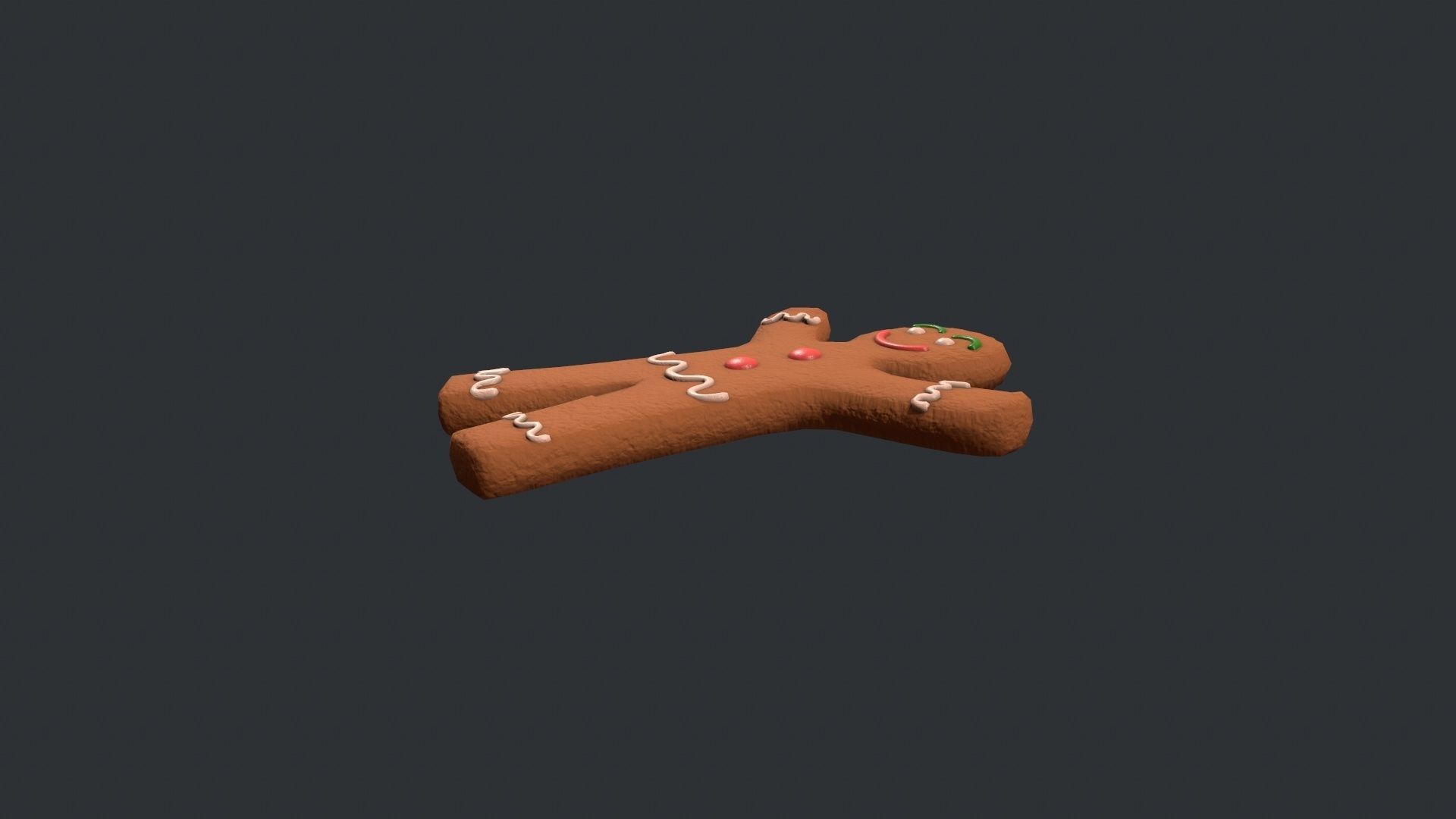 Gingerbread Man - Cookie Low-poly 3D model_8