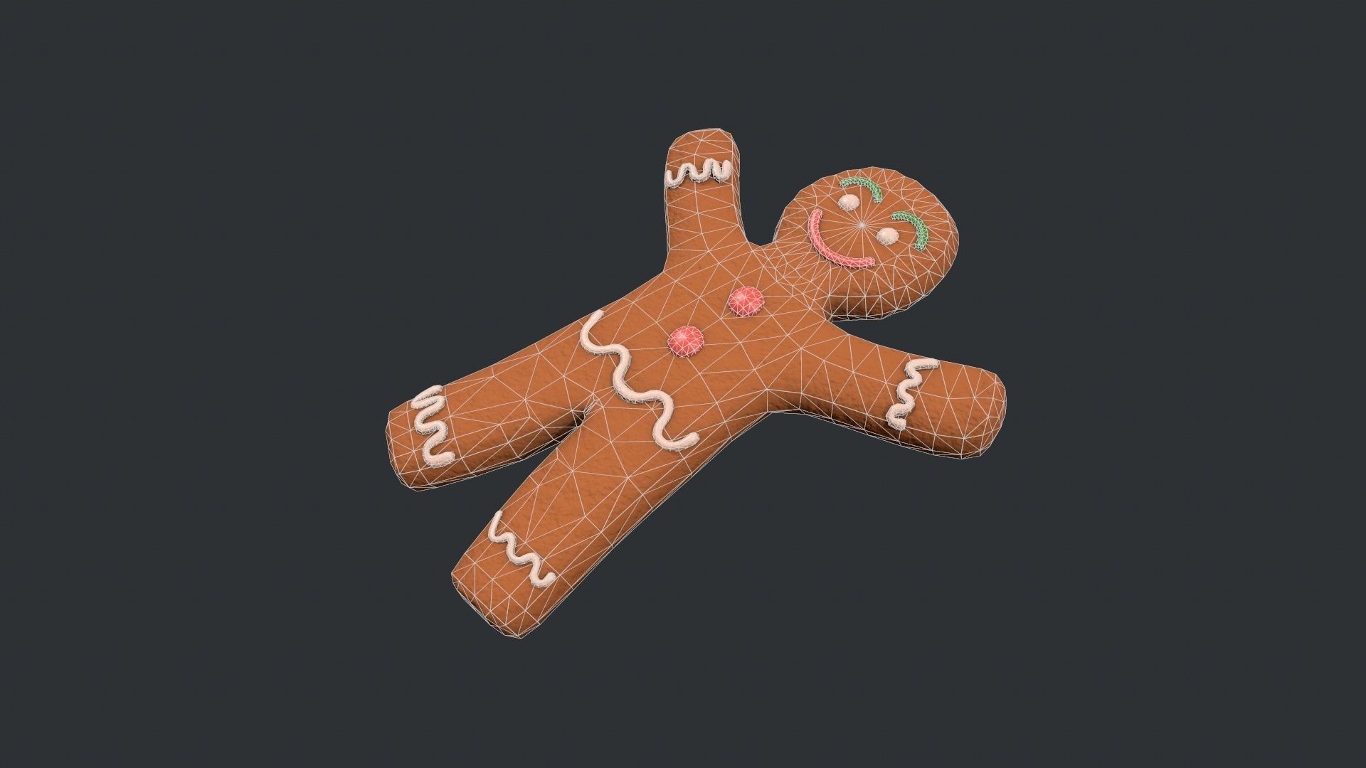 Gingerbread Man - Cookie Low-poly 3D model_9