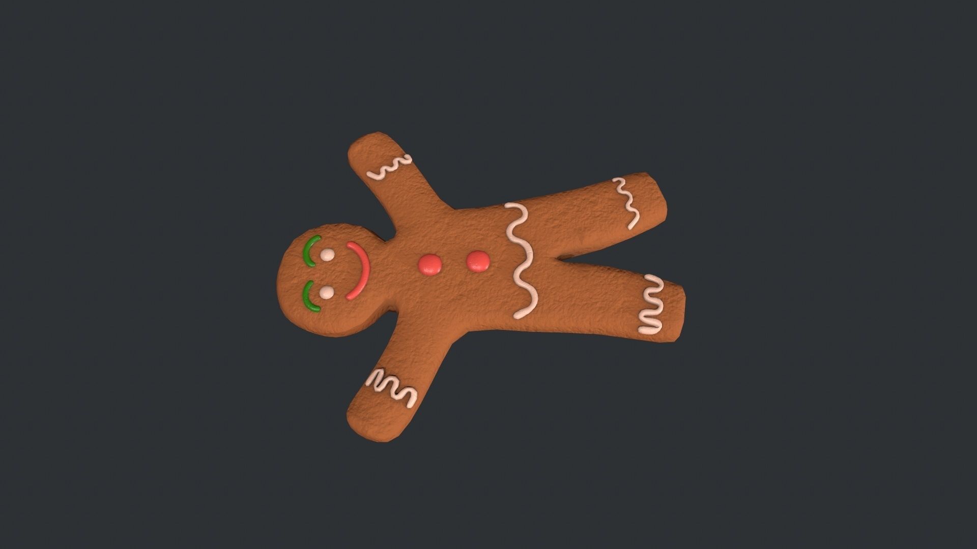 Gingerbread Man - Cookie Low-poly 3D model_2