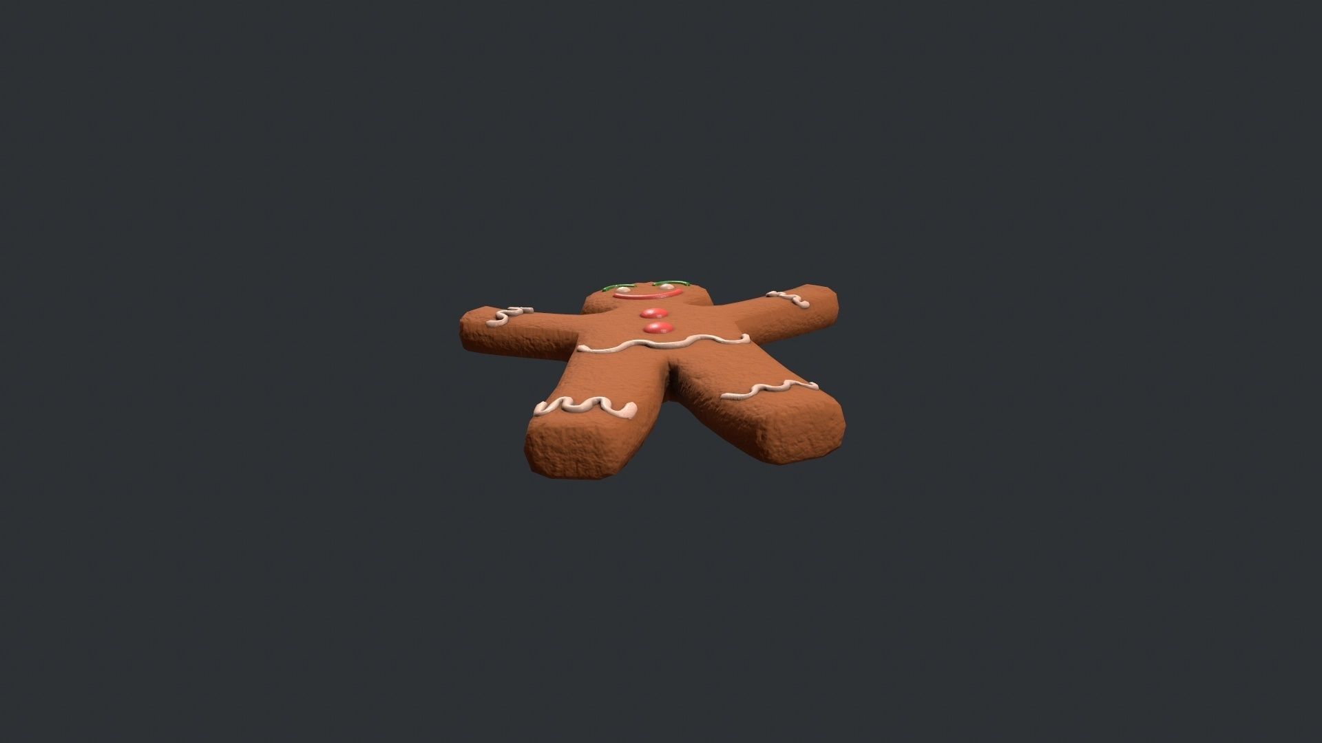 Gingerbread Man - Cookie Low-poly 3D model_5