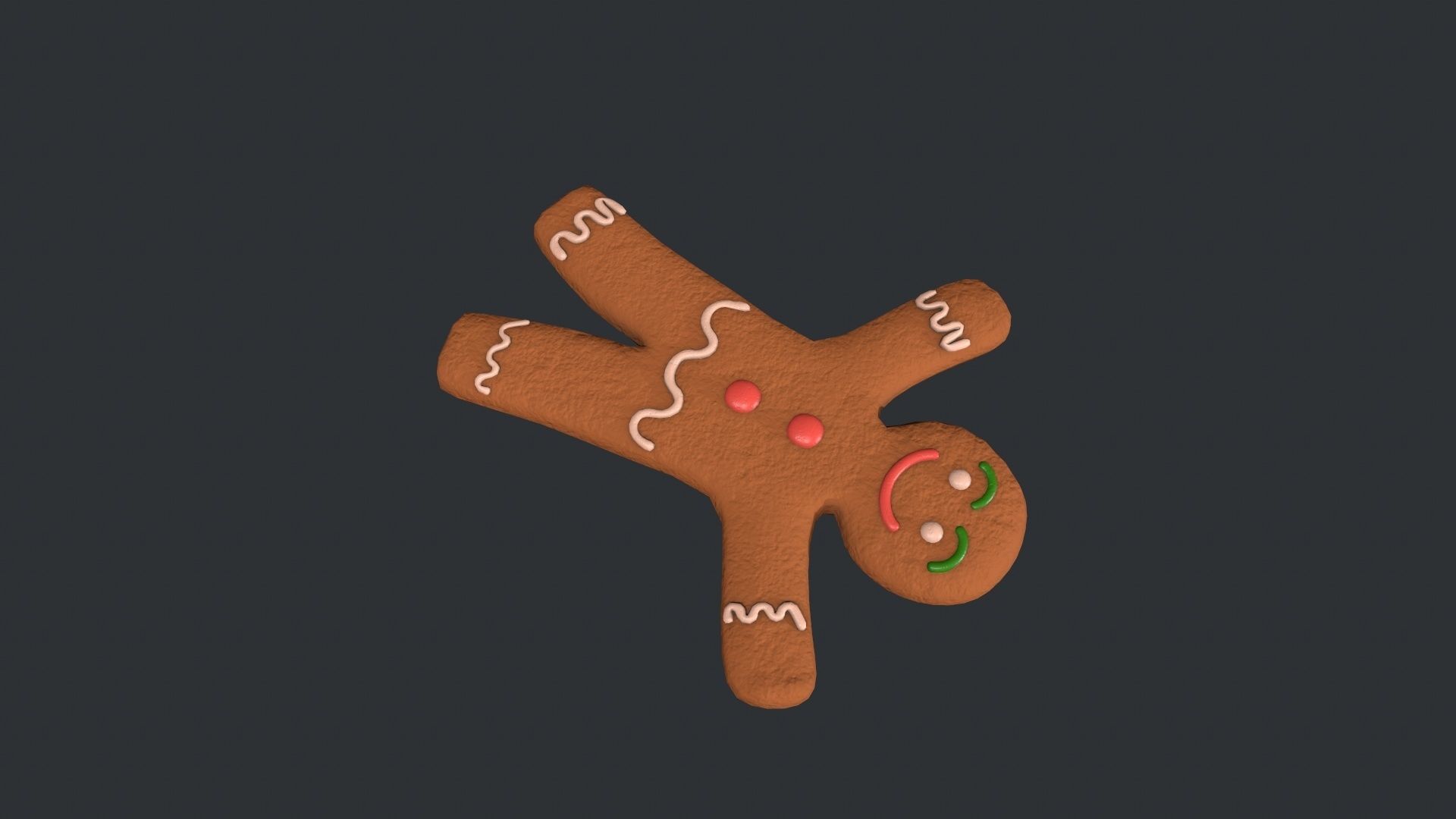 Gingerbread Man - Cookie Low-poly 3D model_4