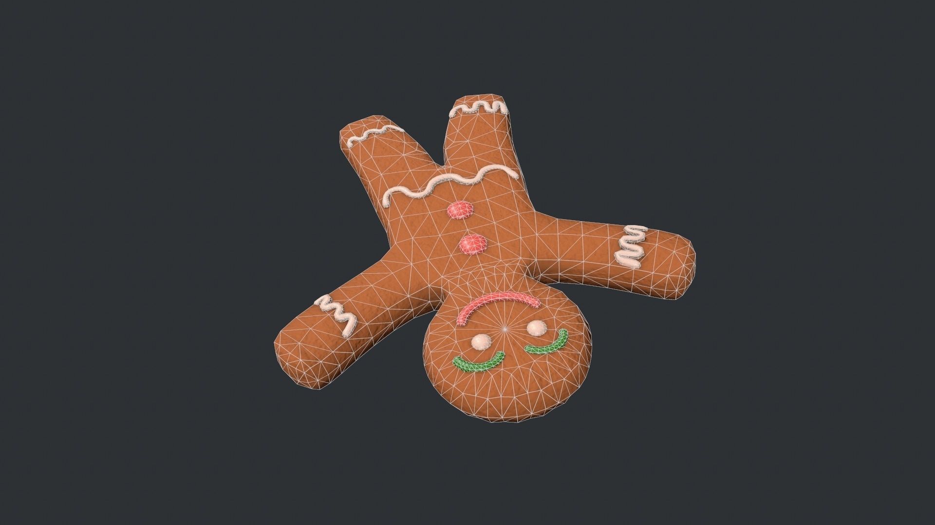 Gingerbread Man - Cookie Low-poly 3D model_12