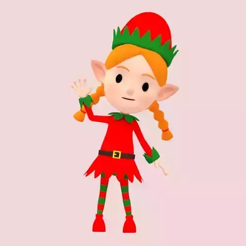 Cartoon Elf Girl Low-poly 3D model