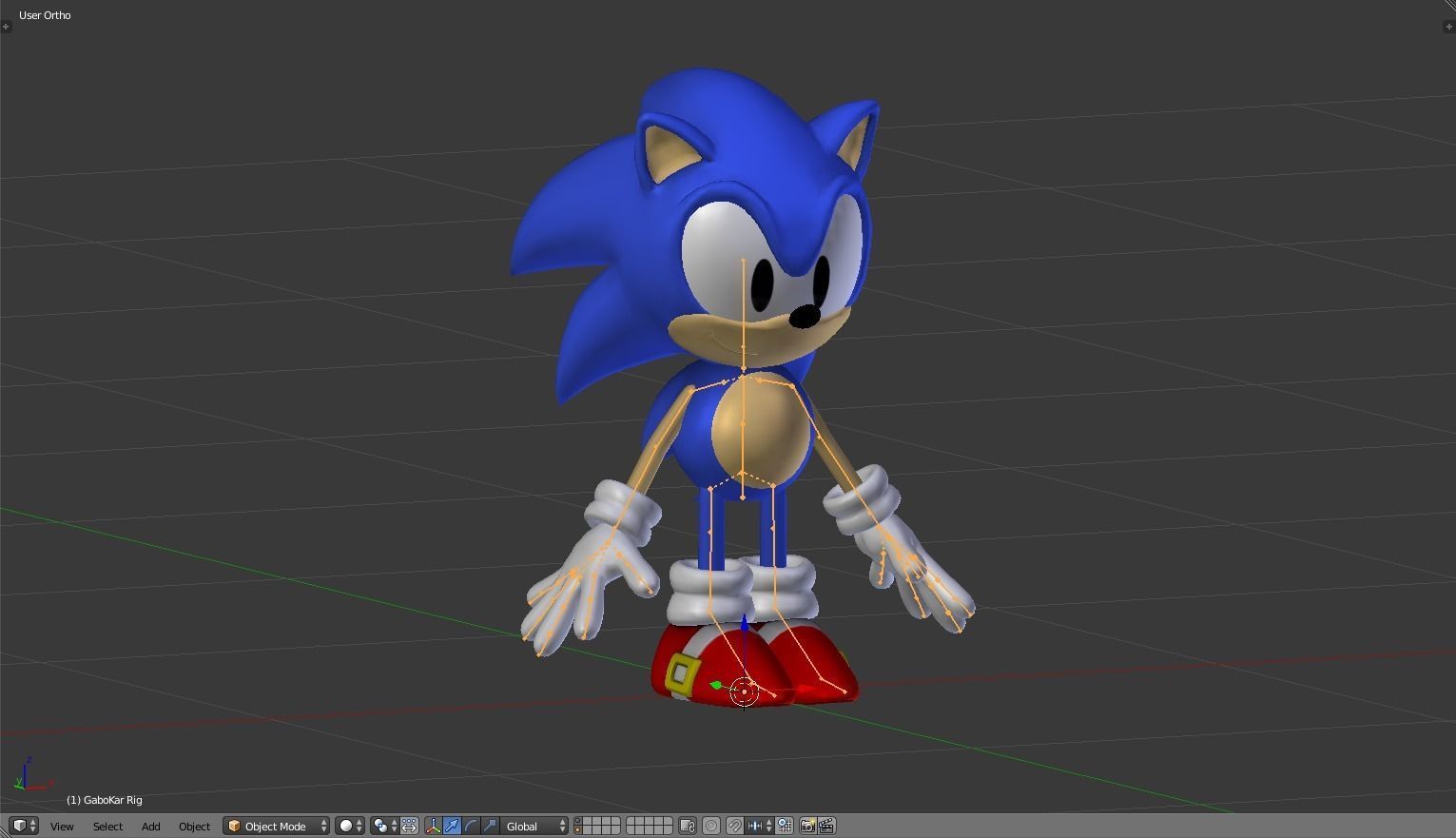 CLASSIC SONIC - FULL RIGGED - GABOKAR 3D model_1